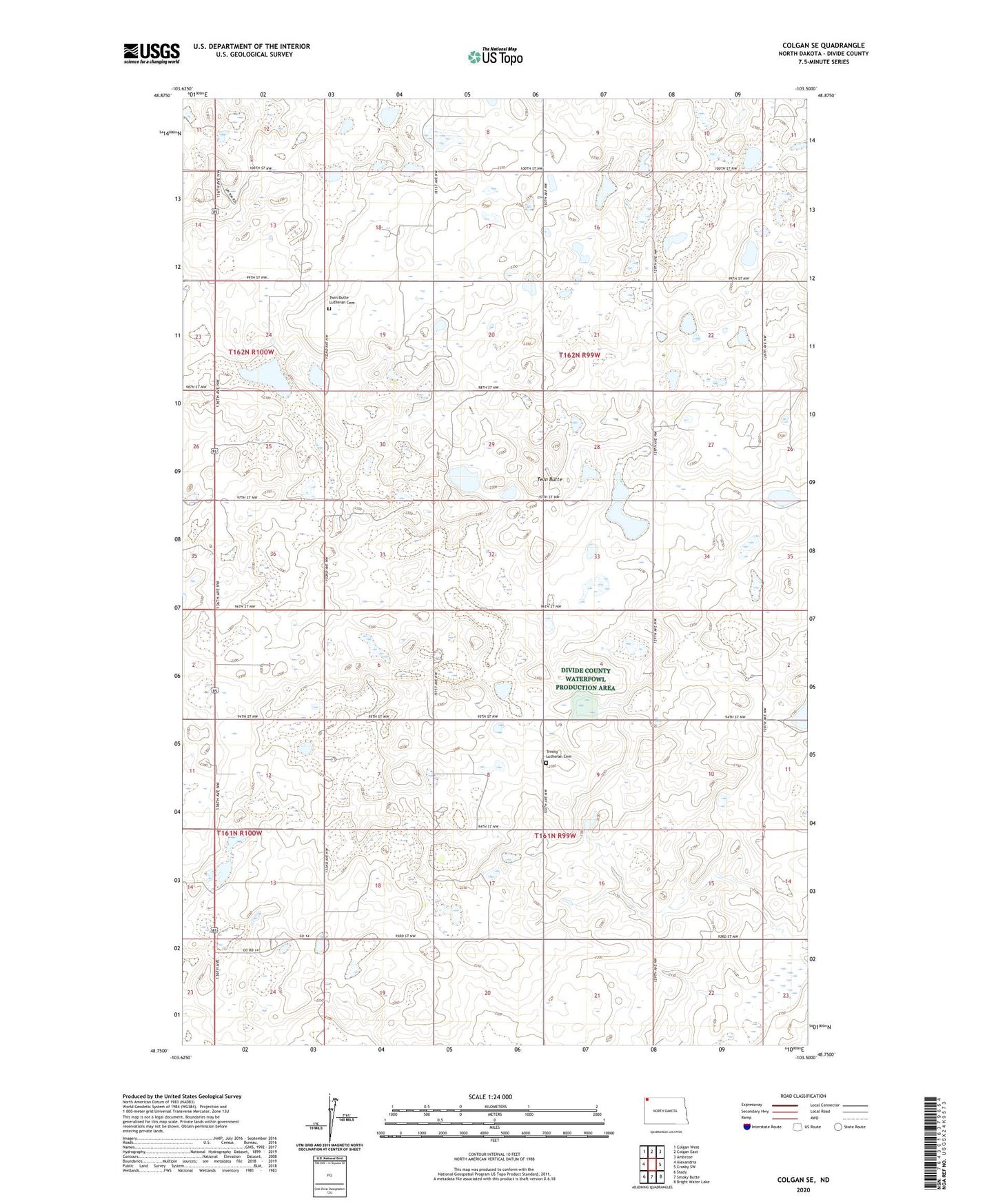 Colgan SE North Dakota US Topo Map Image