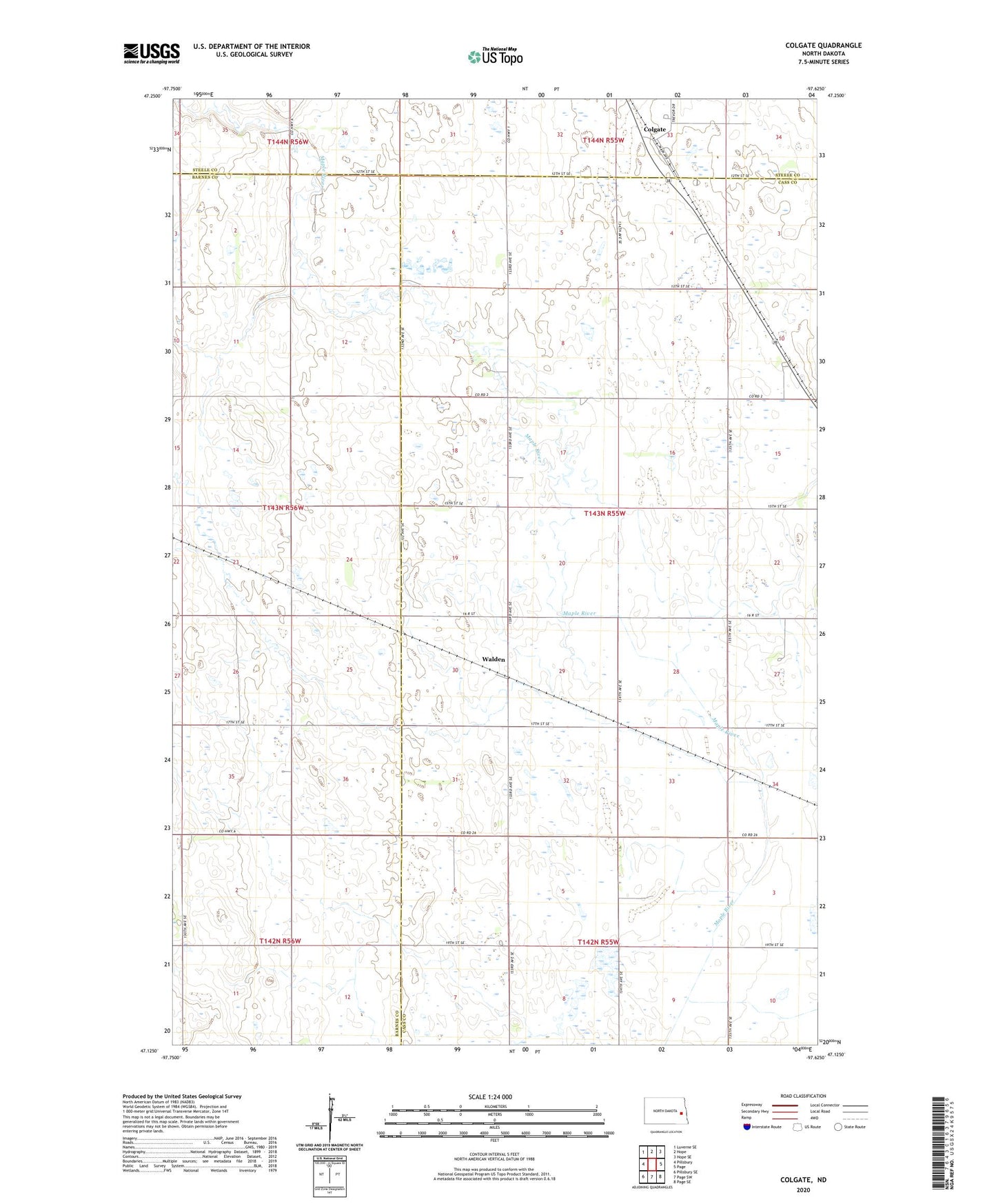 Colgate North Dakota US Topo Map Image