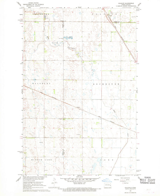 Classic USGS Colgate North Dakota 7.5'x7.5' Topo Map Image