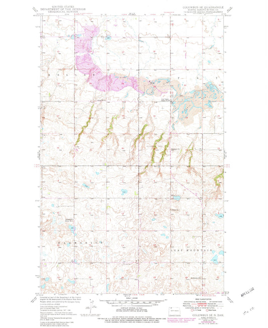Classic USGS Columbus SE North Dakota 7.5'x7.5' Topo Map Image
