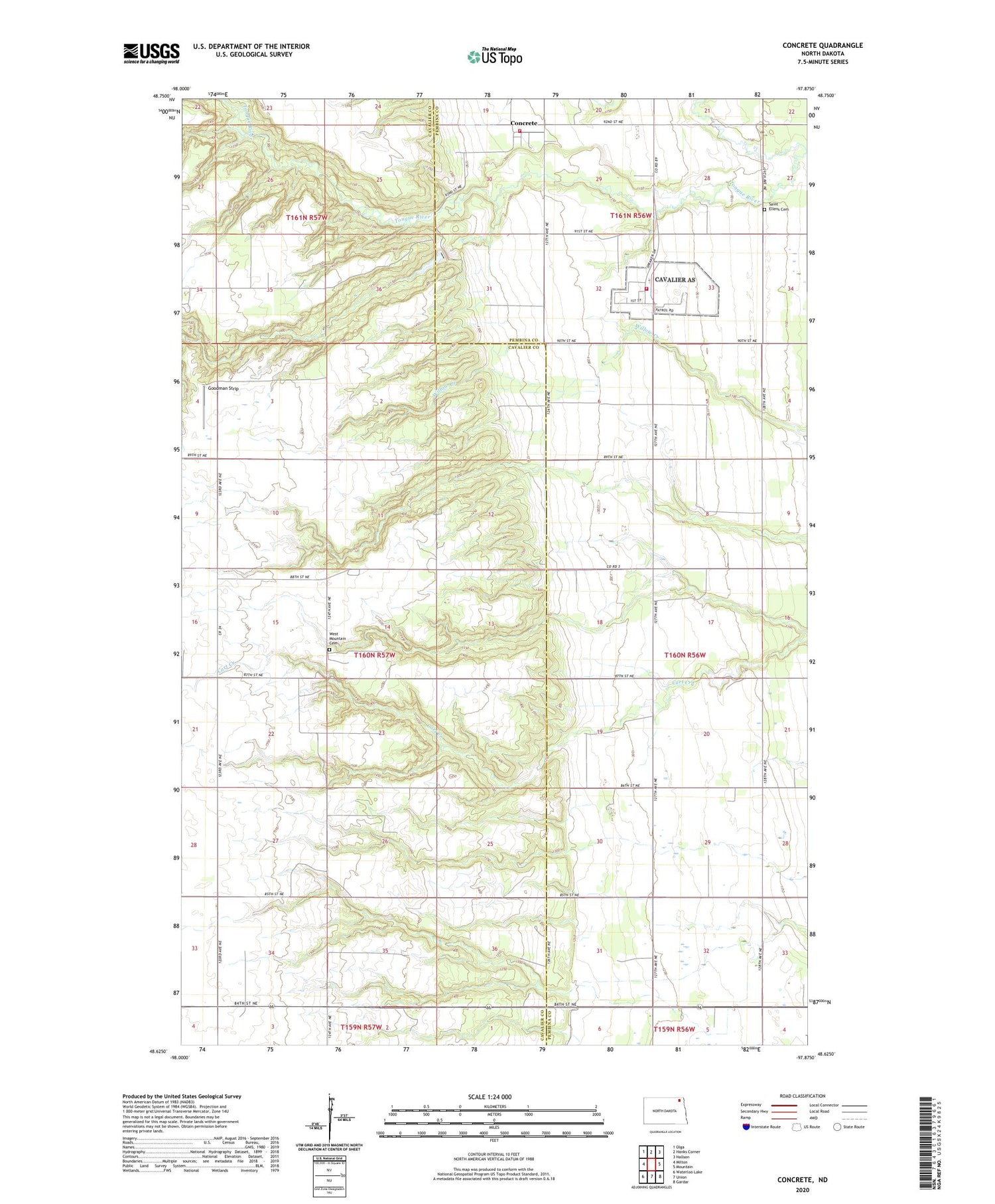 Concrete North Dakota US Topo Map Image