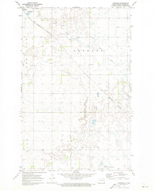 Classic USGS Considine North Dakota 7.5'x7.5' Topo Map Image