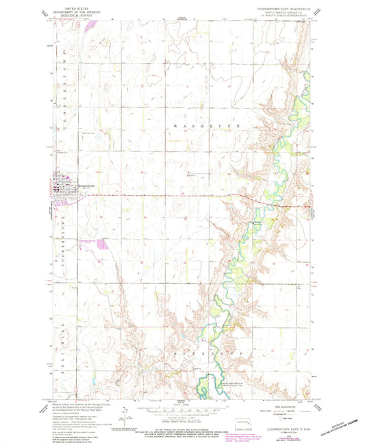 Classic USGS Cooperstown East North Dakota 7.5'x7.5' Topo Map Image