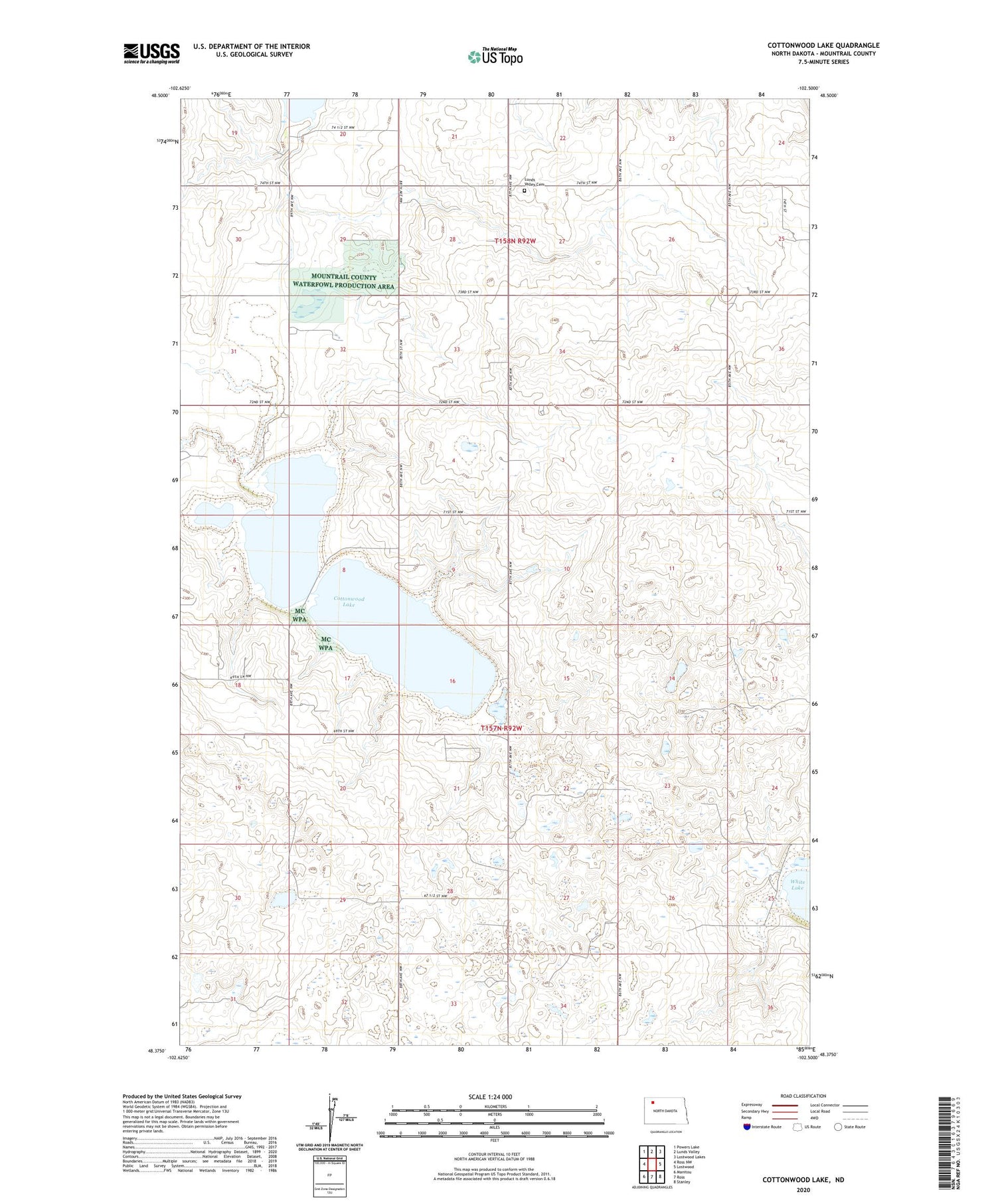 Cottonwood Lake North Dakota US Topo Map Image