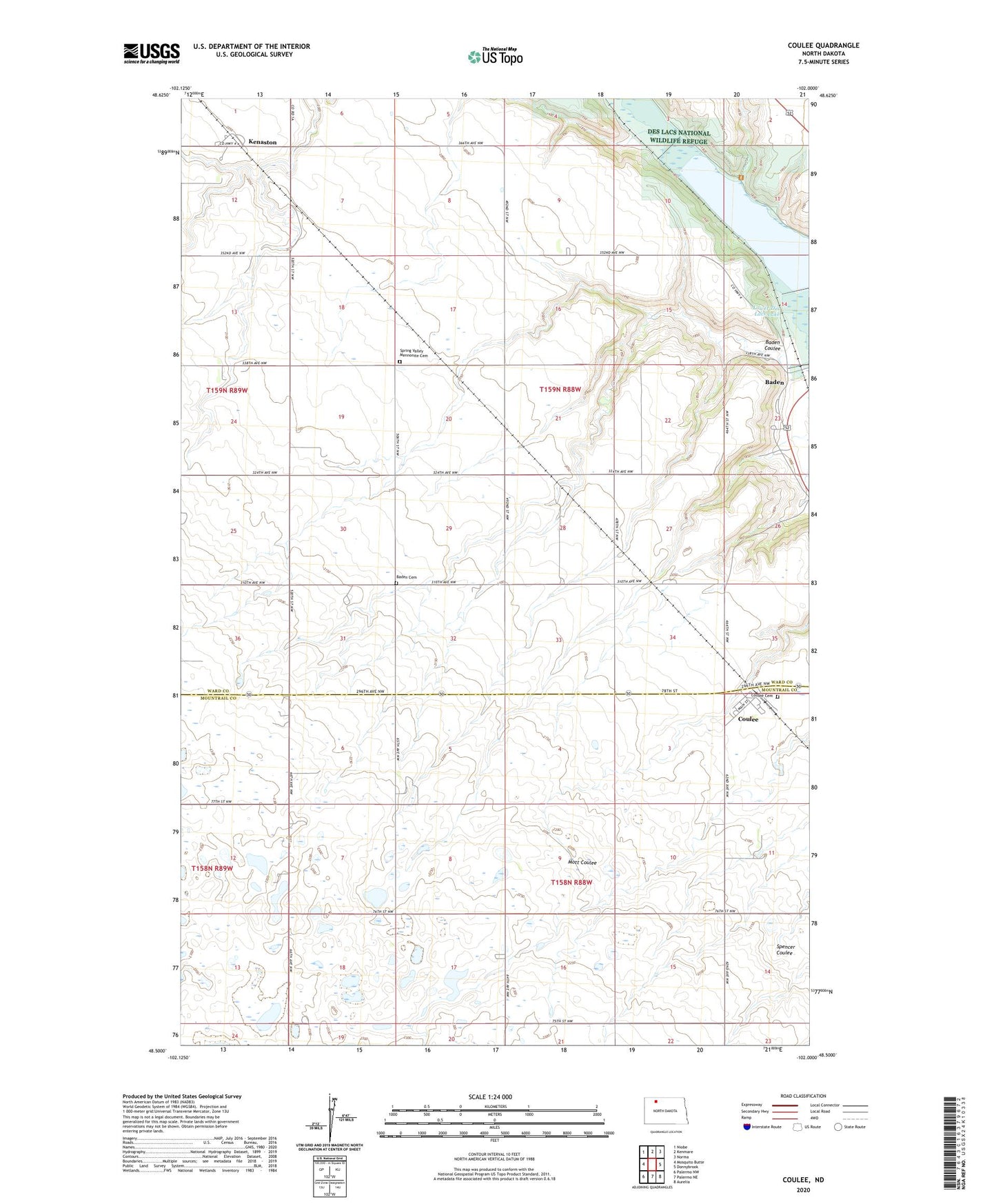 Coulee North Dakota US Topo Map Image