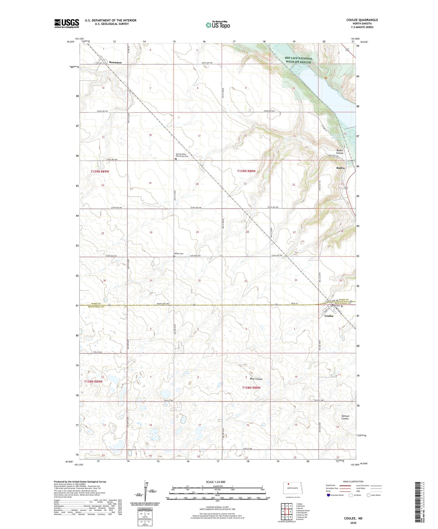 Coulee North Dakota US Topo Map Image