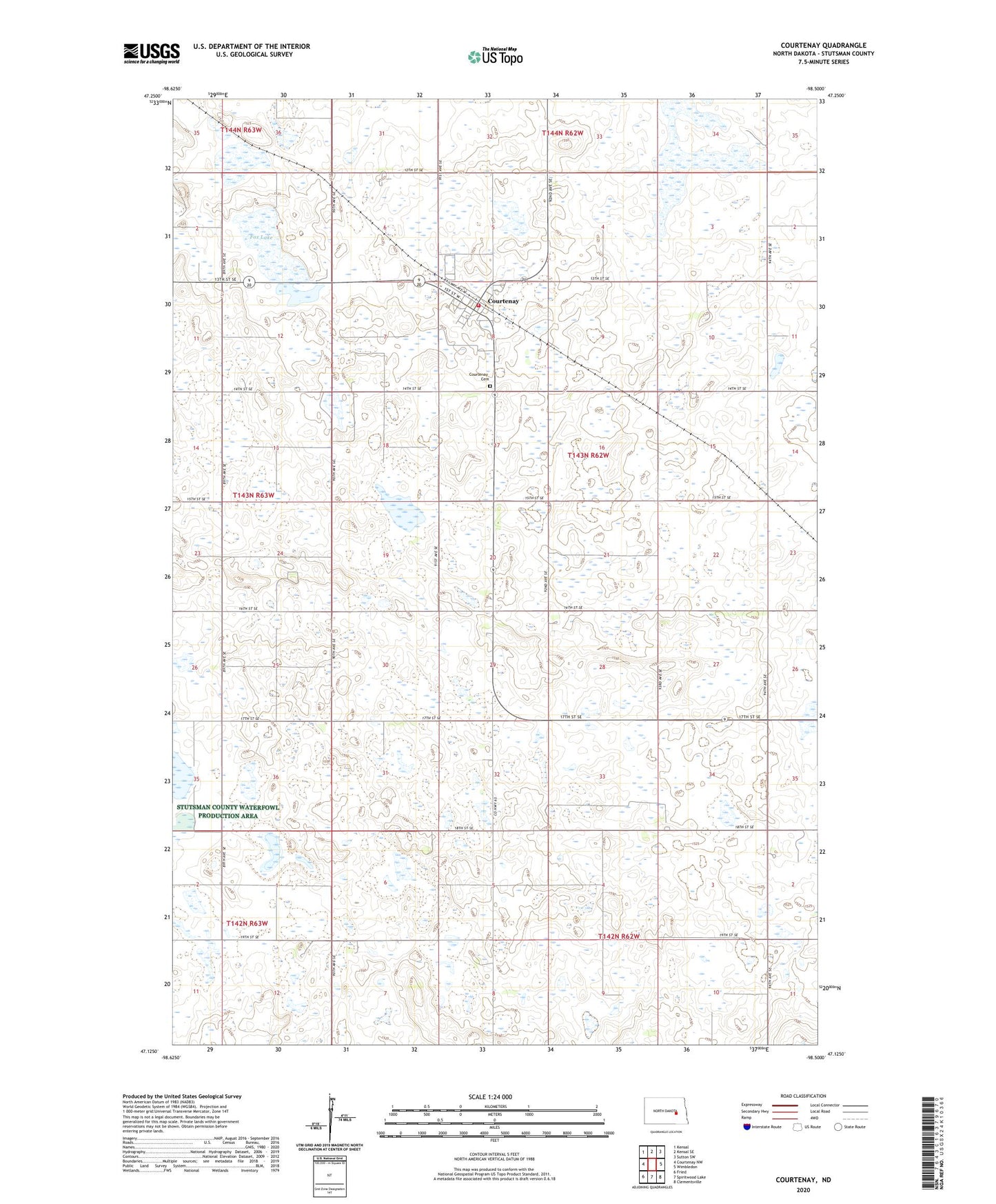 Courtenay North Dakota US Topo Map Image
