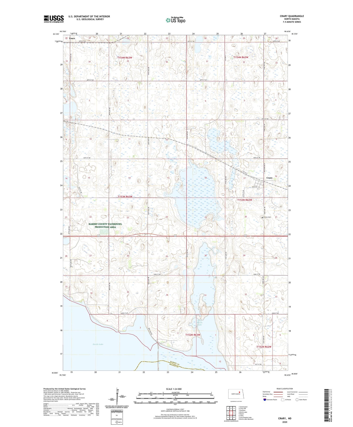 Crary North Dakota US Topo Map Image