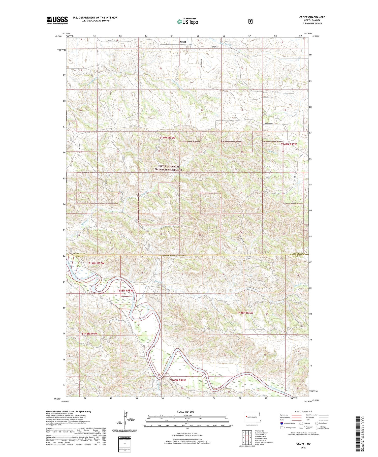Croff North Dakota US Topo Map Image
