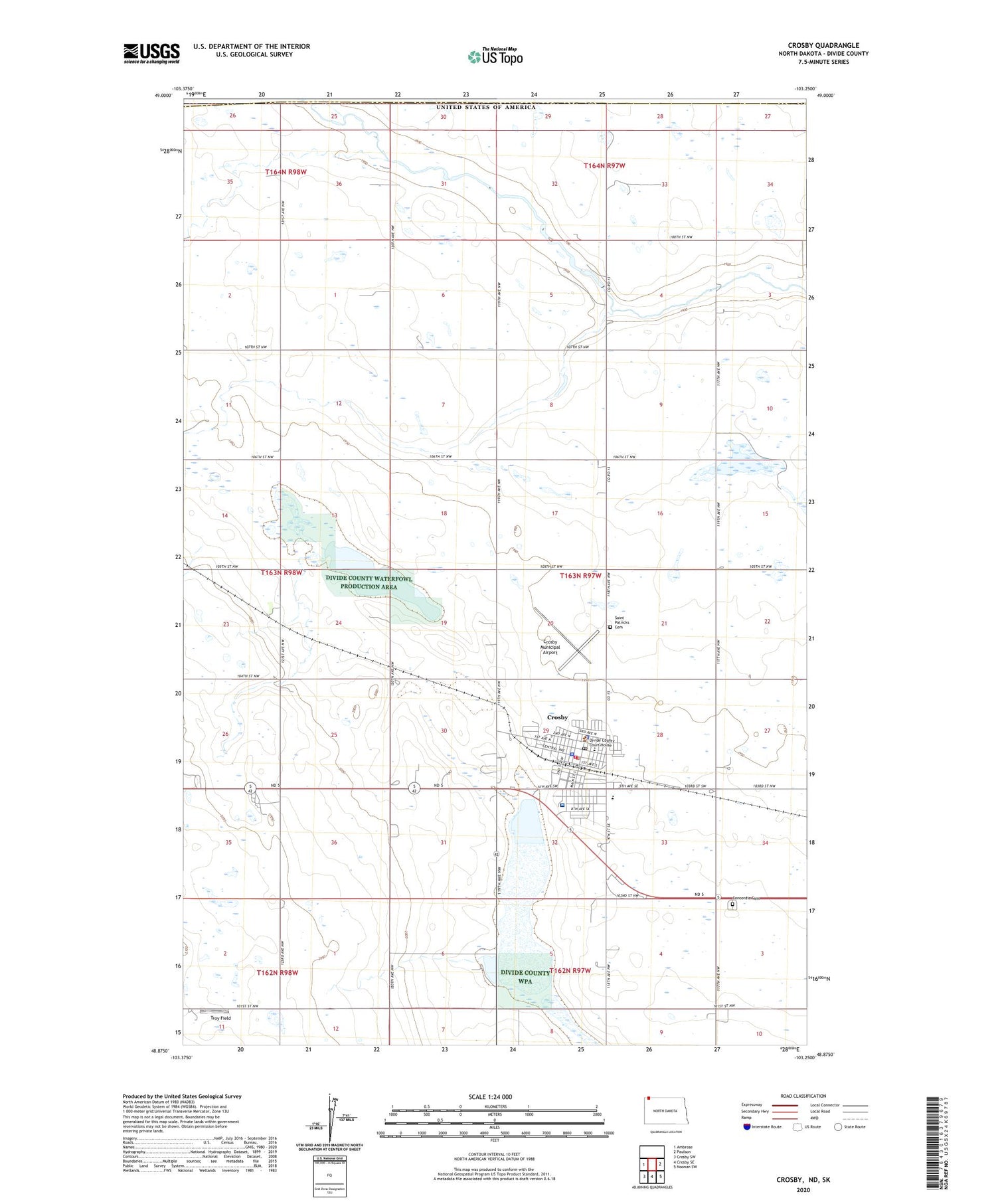 Crosby North Dakota US Topo Map Image