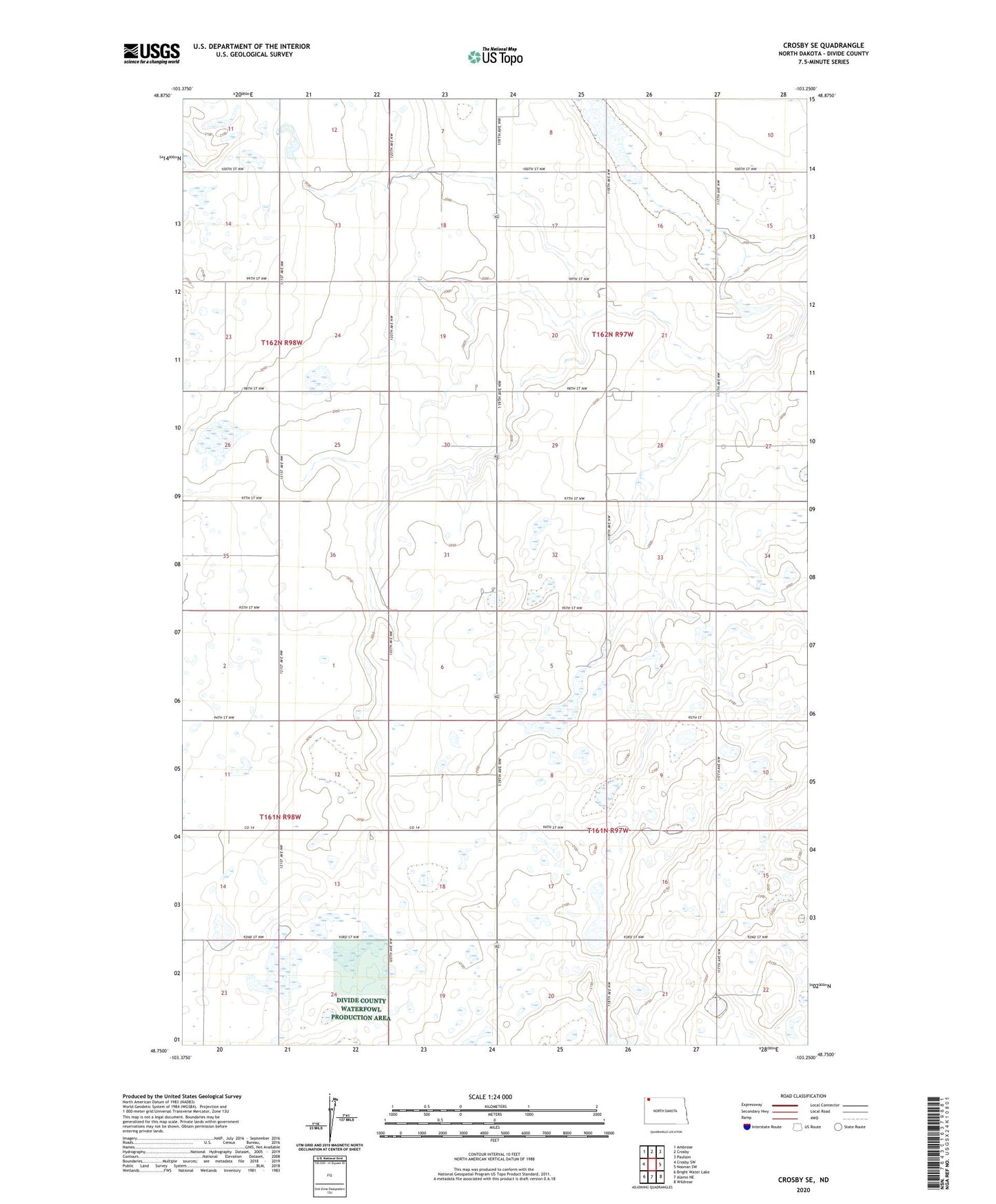 Crosby SE North Dakota US Topo Map Image