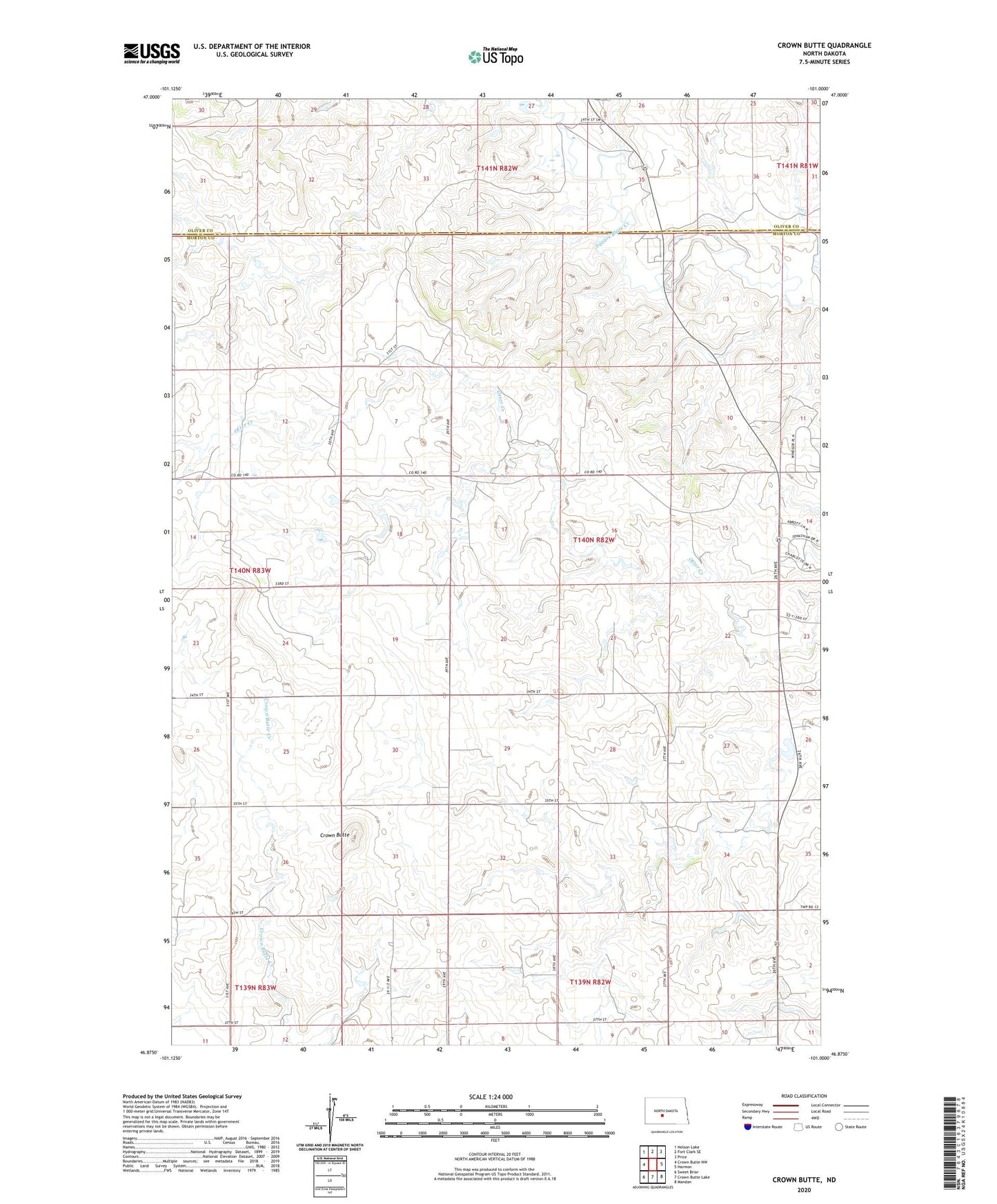 Crown Butte North Dakota US Topo Map Image