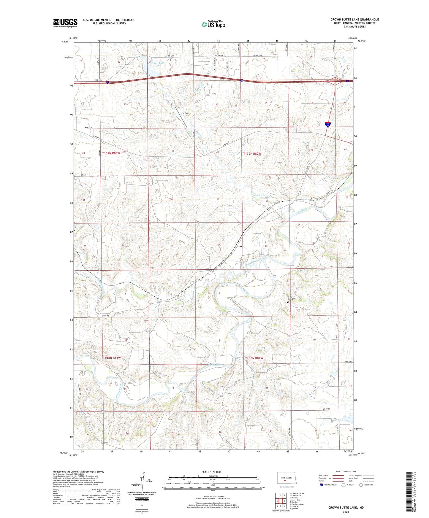 Crown Butte Lake North Dakota US Topo Map Image