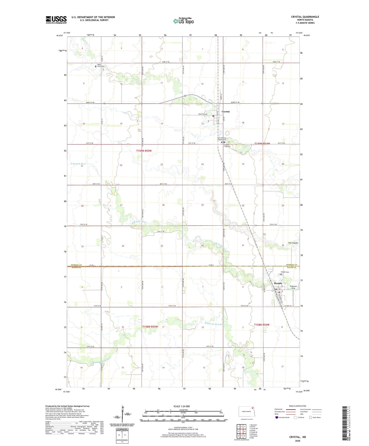 Crystal North Dakota US Topo Map Image