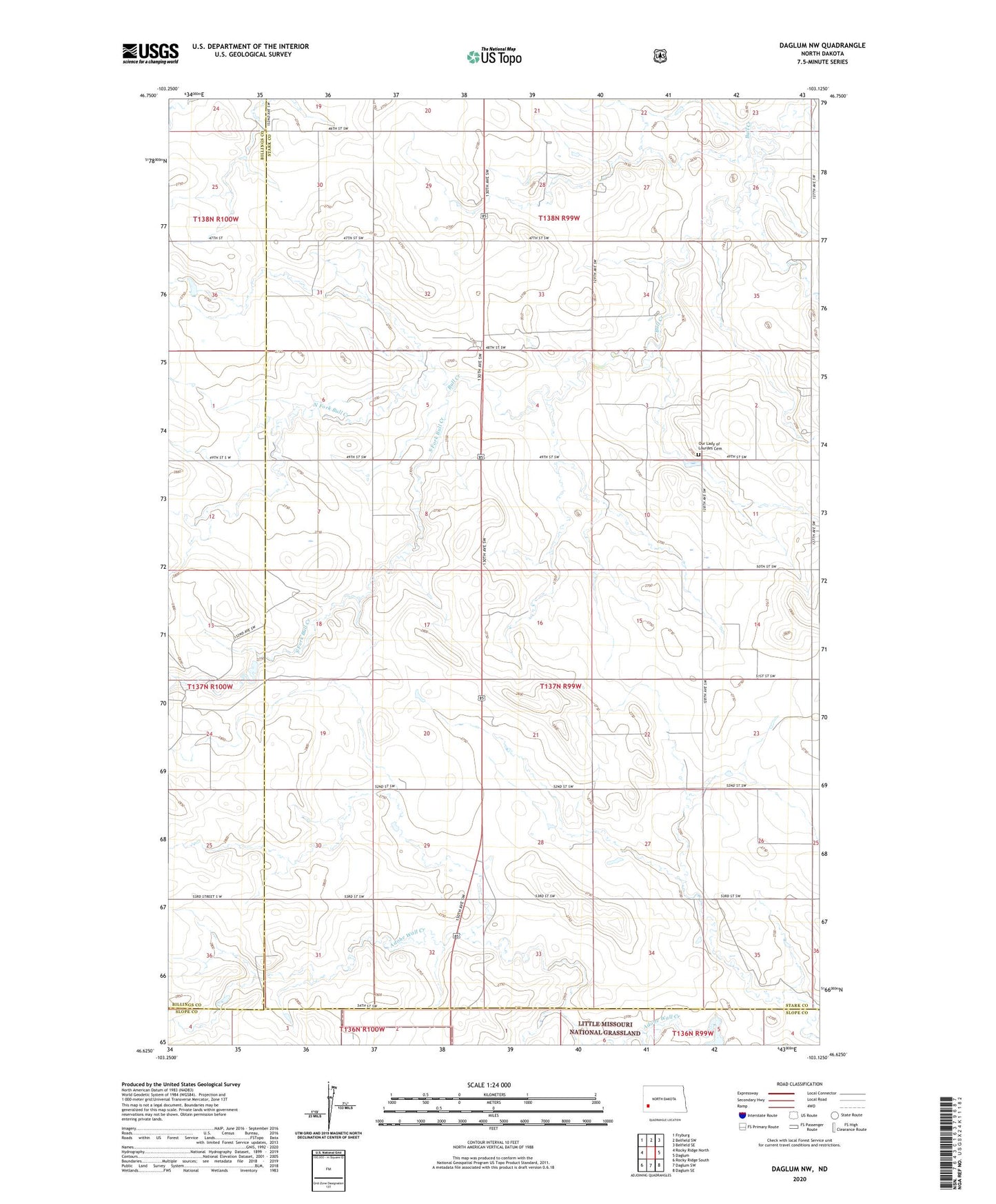 Daglum NW North Dakota US Topo Map Image