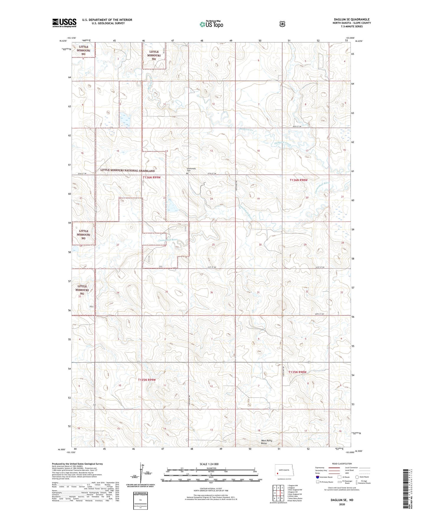 Daglum SE North Dakota US Topo Map Image