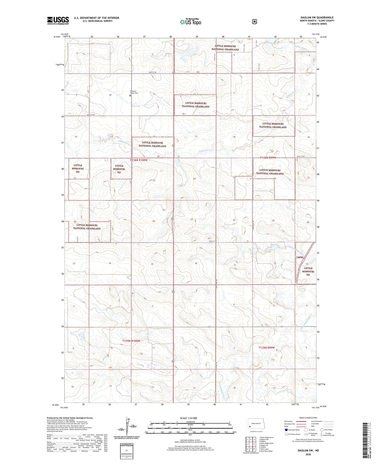 Daglum SW North Dakota US Topo Map Image