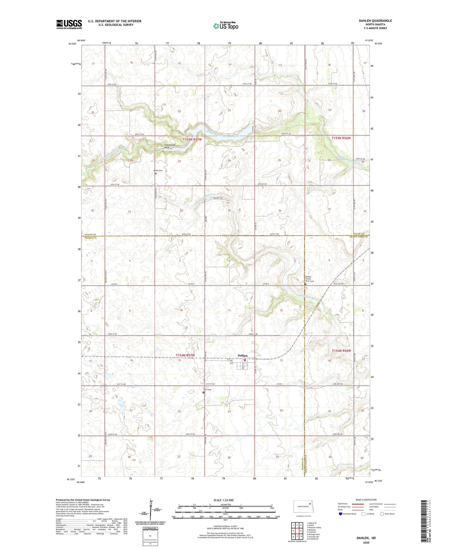 Dahlen North Dakota US Topo Map Image