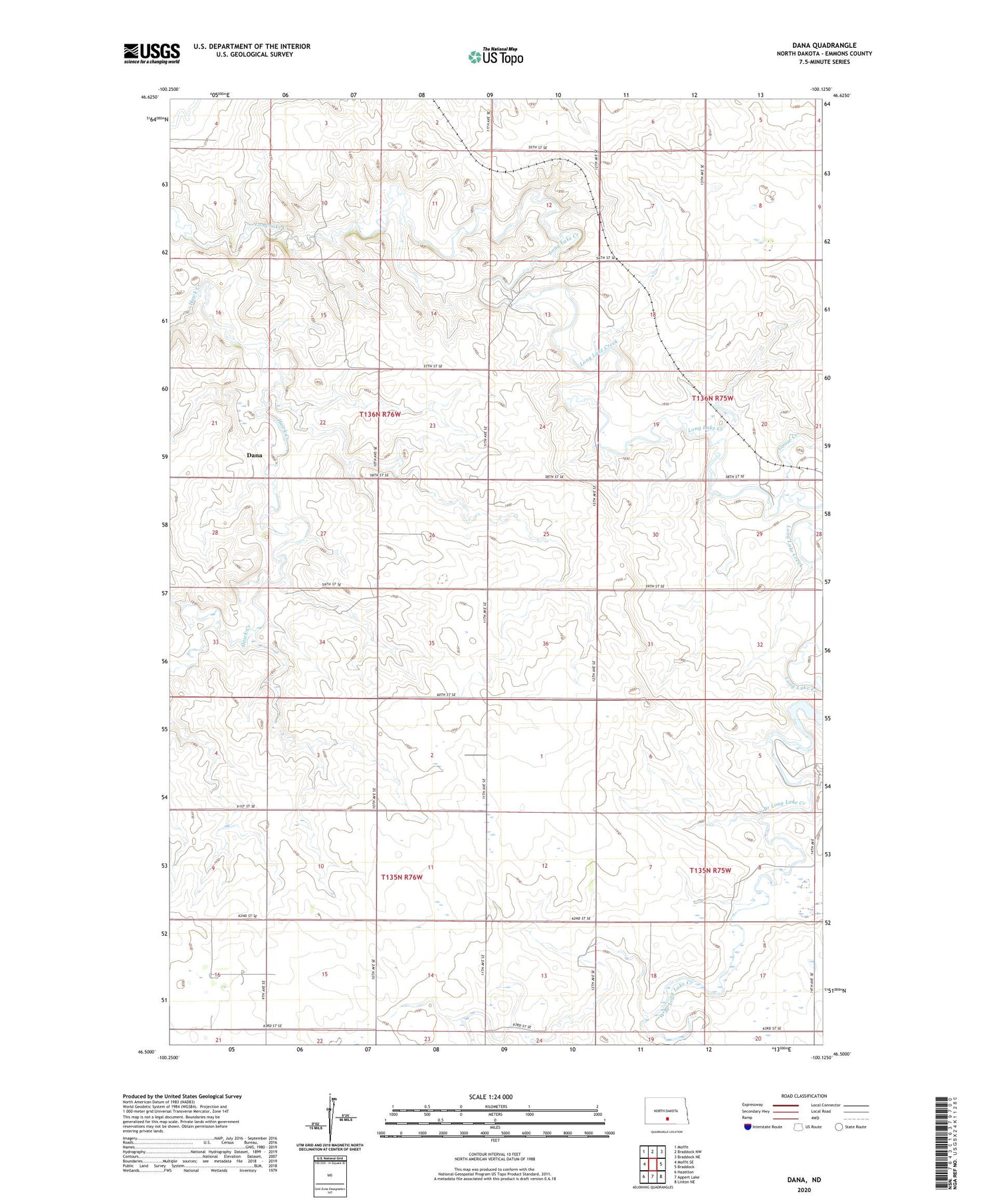Dana North Dakota US Topo Map Image