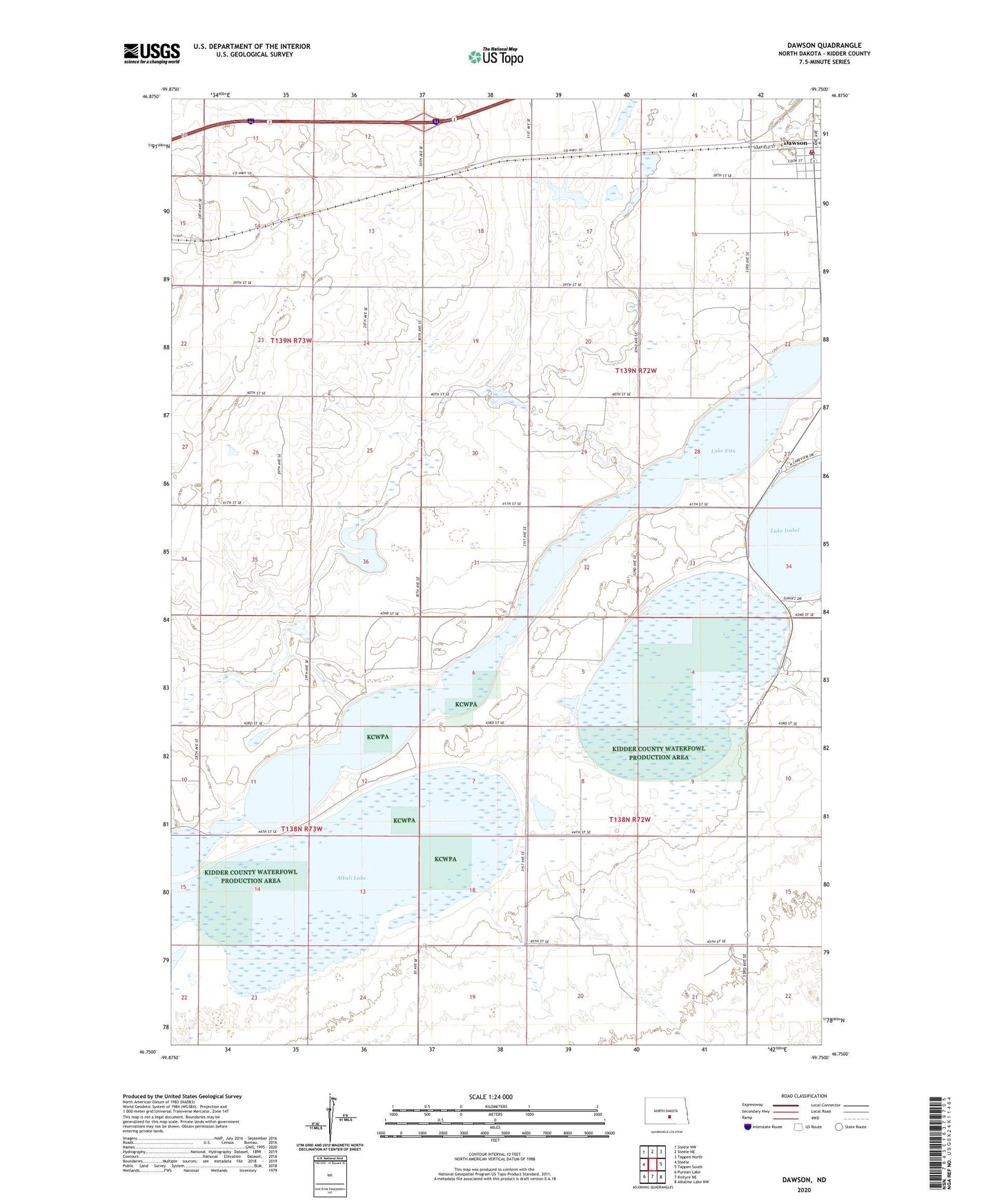 Dawson North Dakota US Topo Map Image