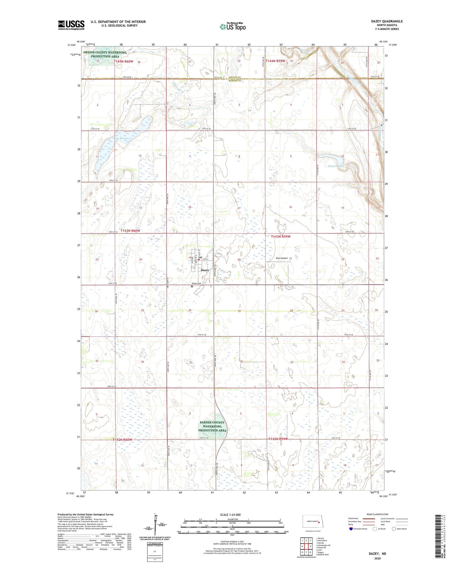 Dazey North Dakota US Topo Map Image