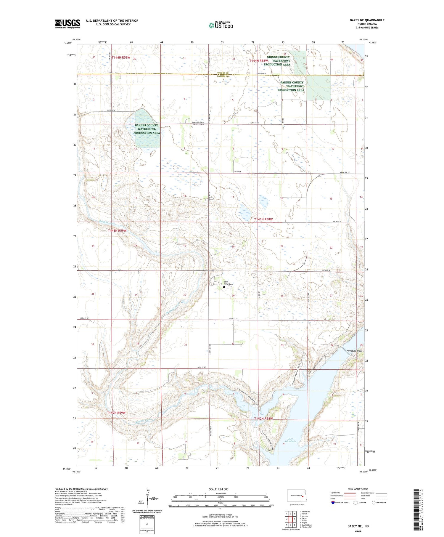 Dazey NE North Dakota US Topo Map Image
