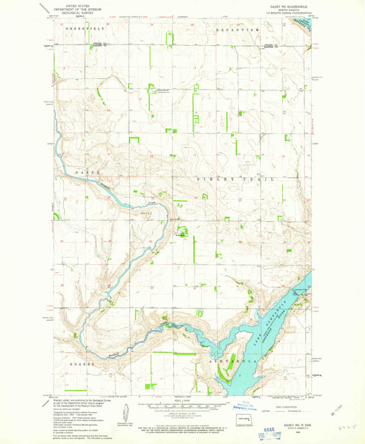 Classic USGS Dazey NE North Dakota 7.5'x7.5' Topo Map Image