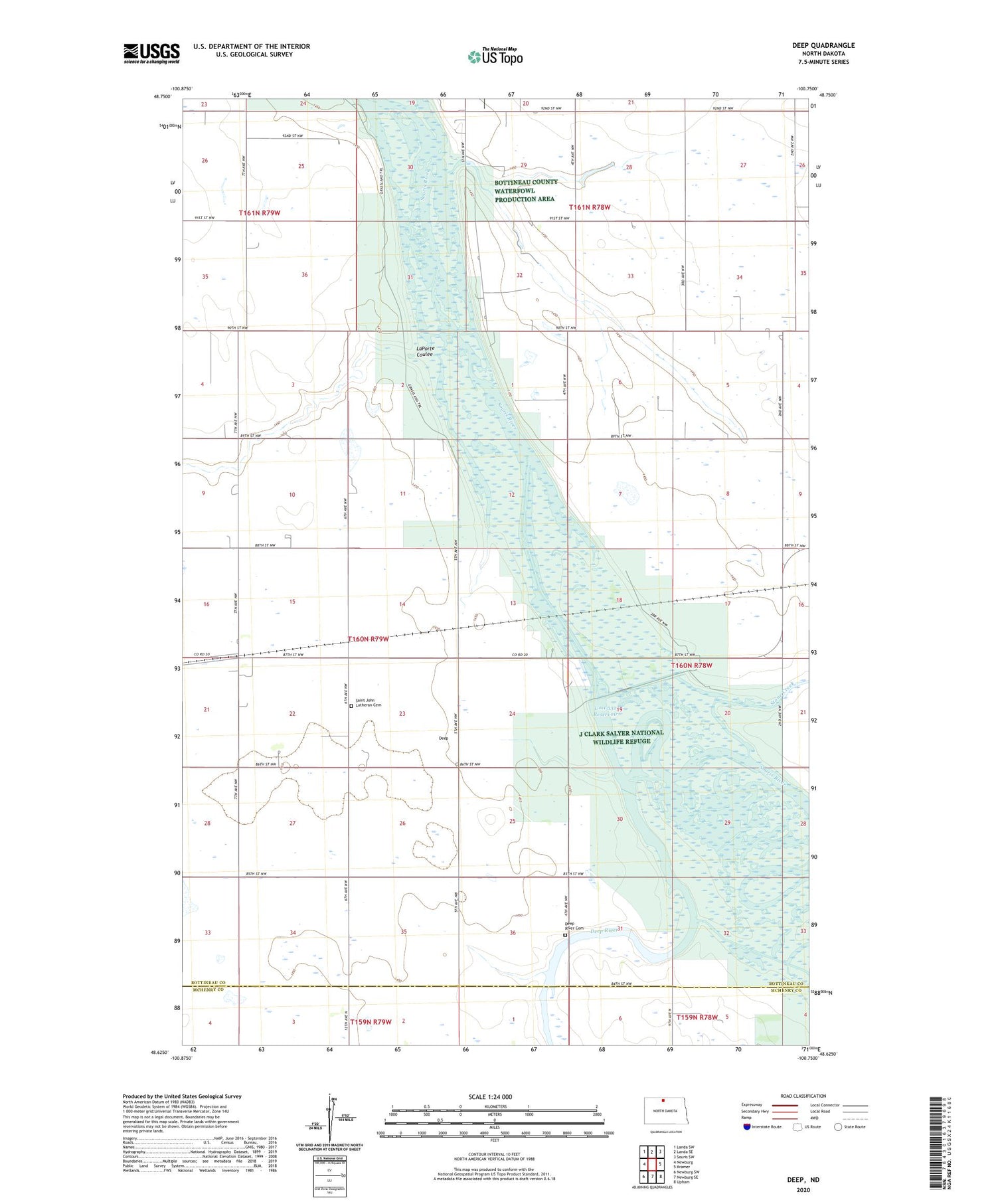Deep North Dakota US Topo Map Image