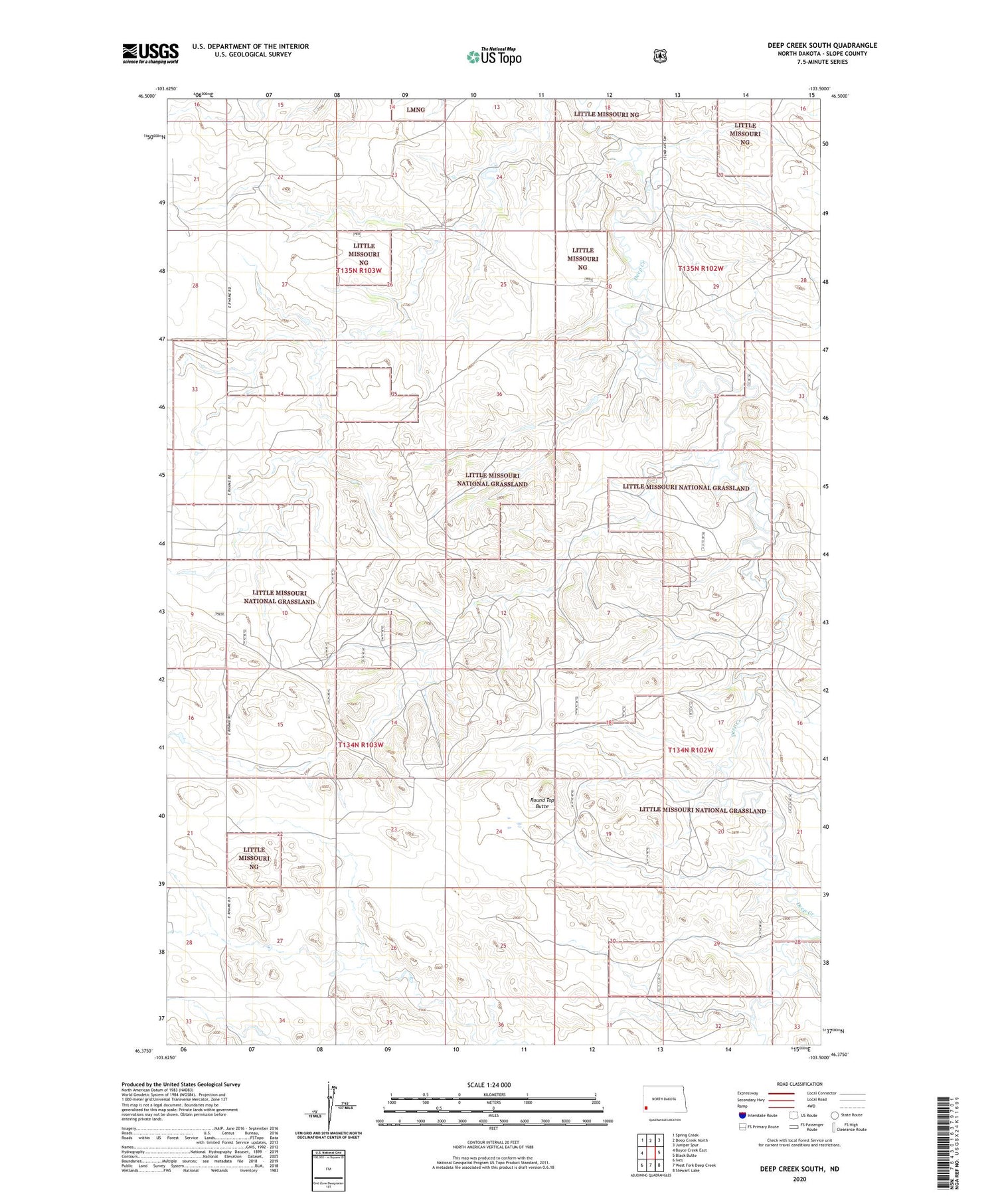 Deep Creek South North Dakota US Topo Map Image