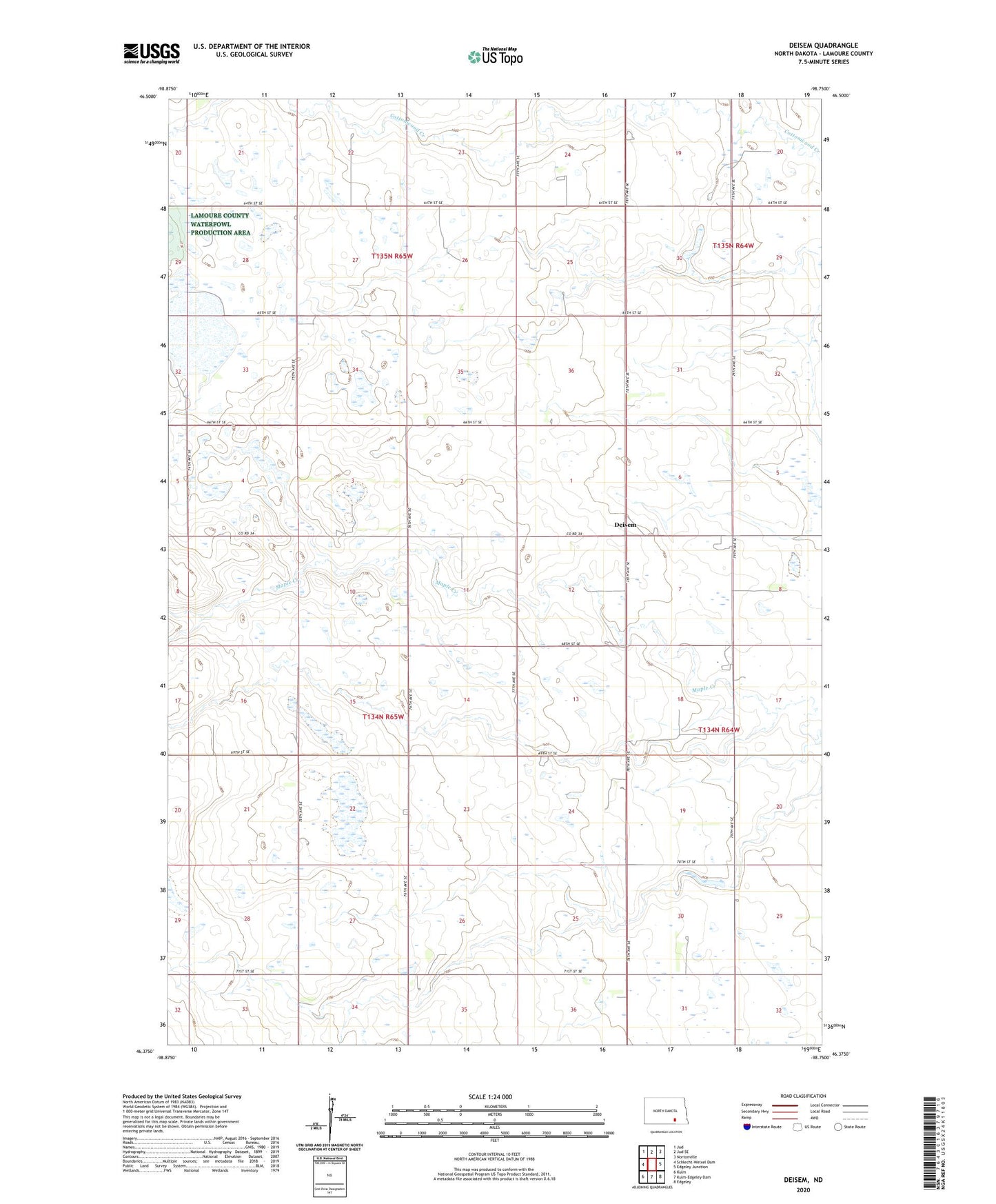 Deisem North Dakota US Topo Map Image