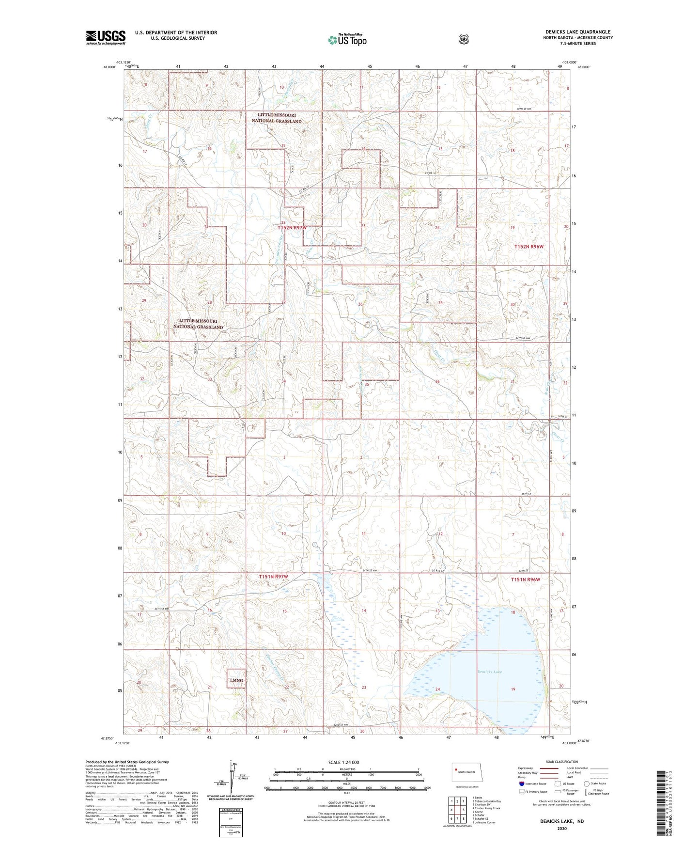 Demicks Lake North Dakota US Topo Map Image
