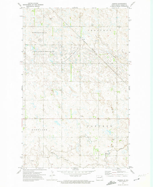 Classic USGS Derrick North Dakota 7.5'x7.5' Topo Map Image