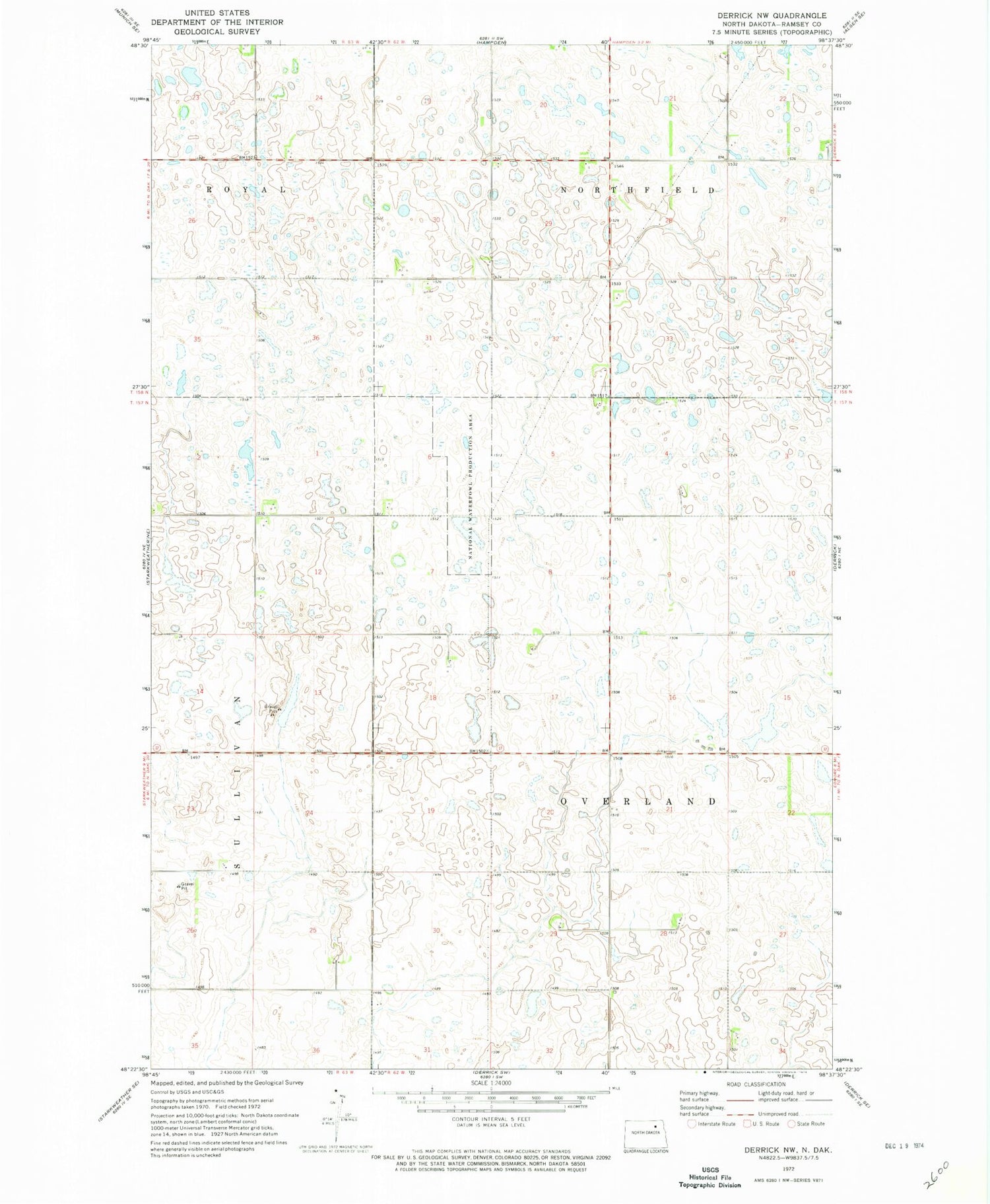 Classic USGS Derrick NW North Dakota 7.5'x7.5' Topo Map Image