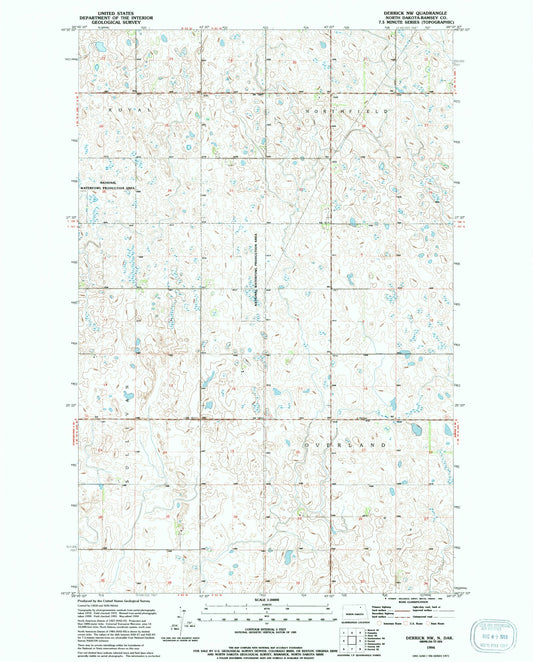 Classic USGS Derrick NW North Dakota 7.5'x7.5' Topo Map Image