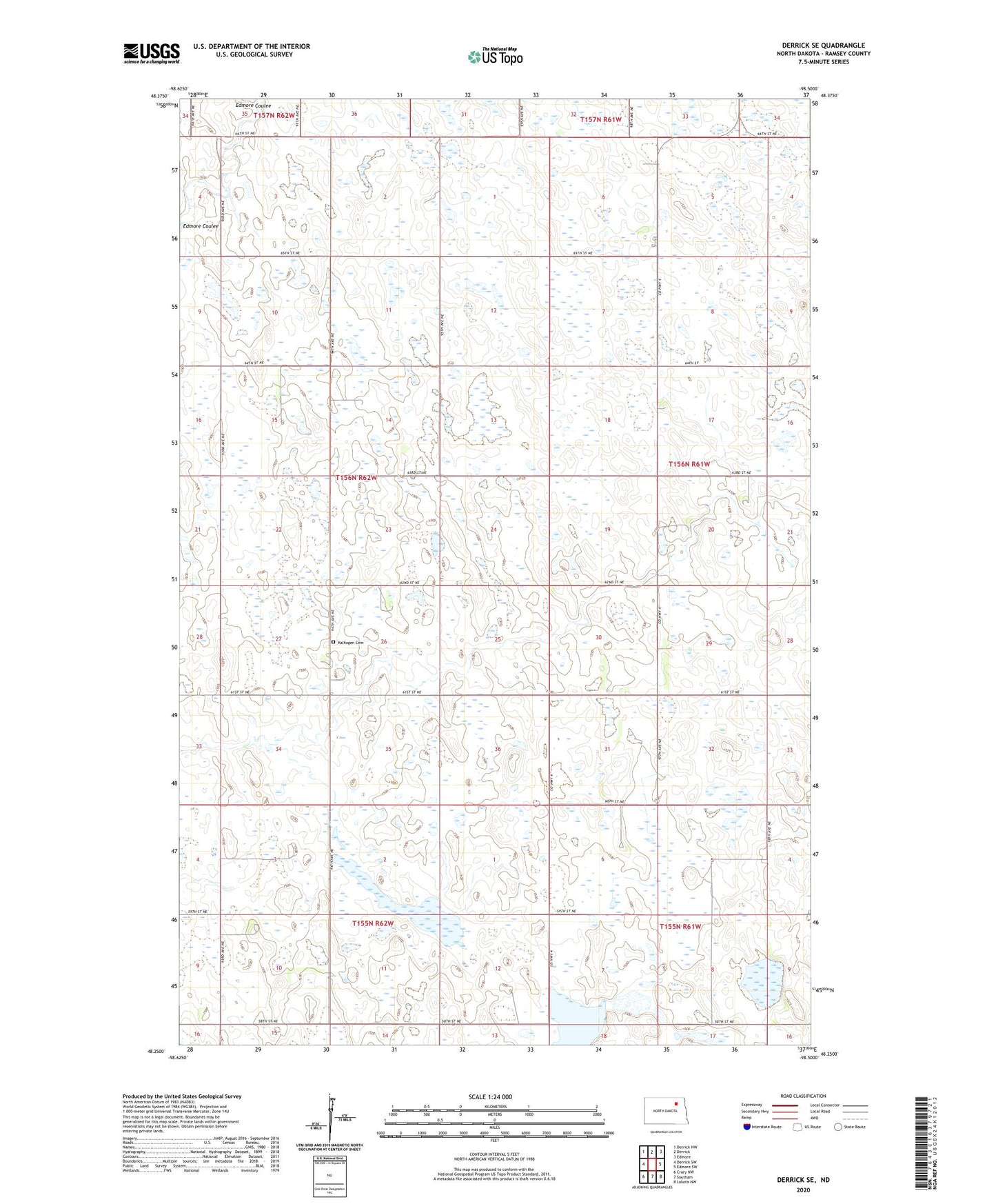 Derrick SE North Dakota US Topo Map Image