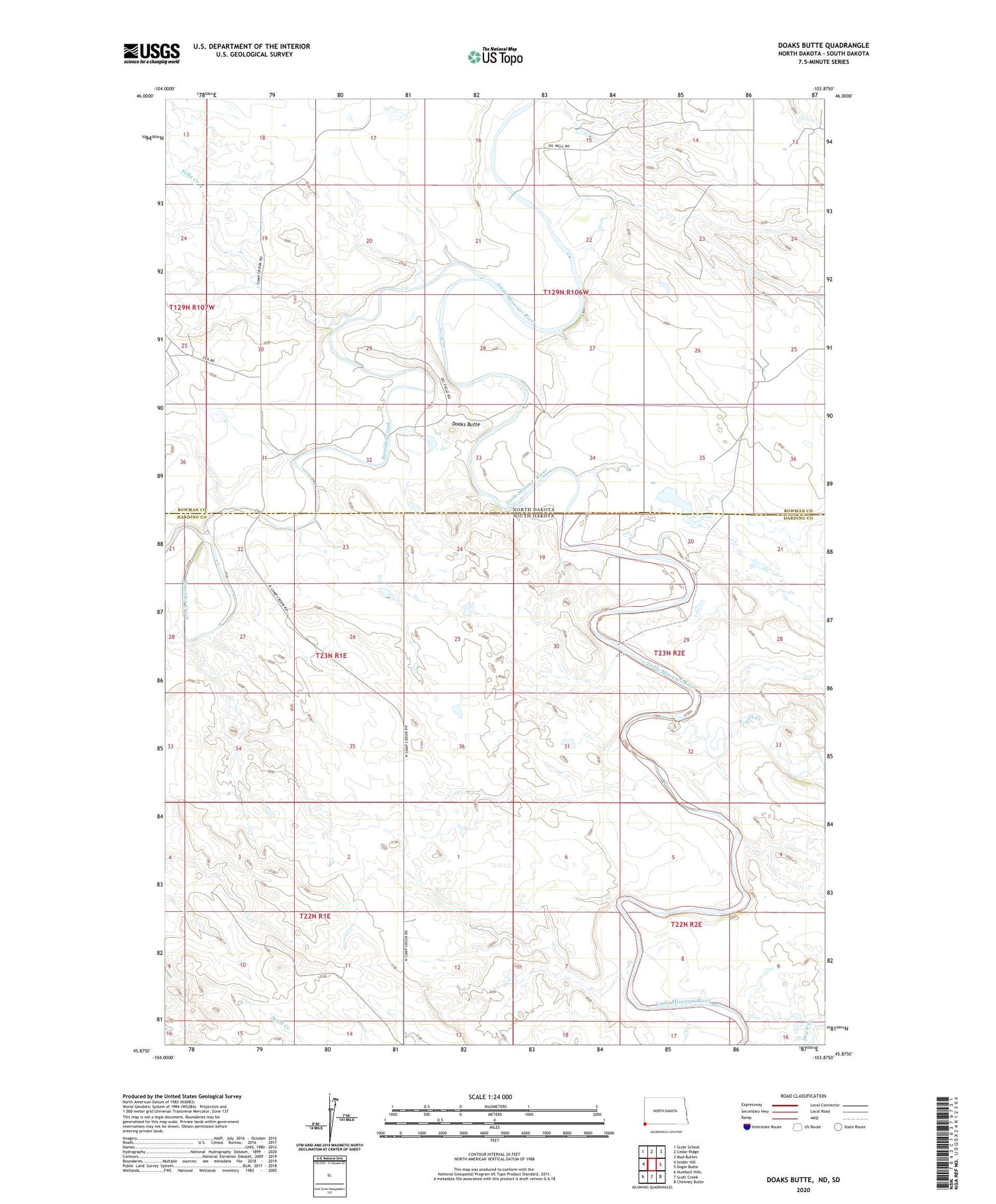 Doaks Butte North Dakota US Topo Map Image