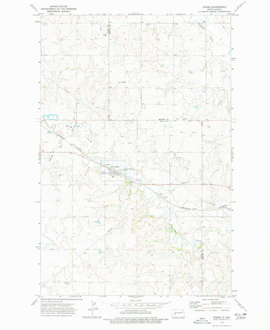 Classic USGS Dodge North Dakota 7.5'x7.5' Topo Map Image