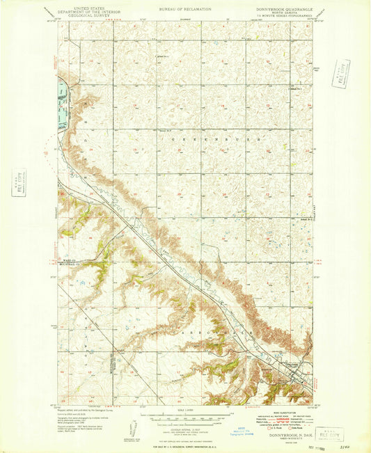 Classic USGS Donnybrook North Dakota 7.5'x7.5' Topo Map Image