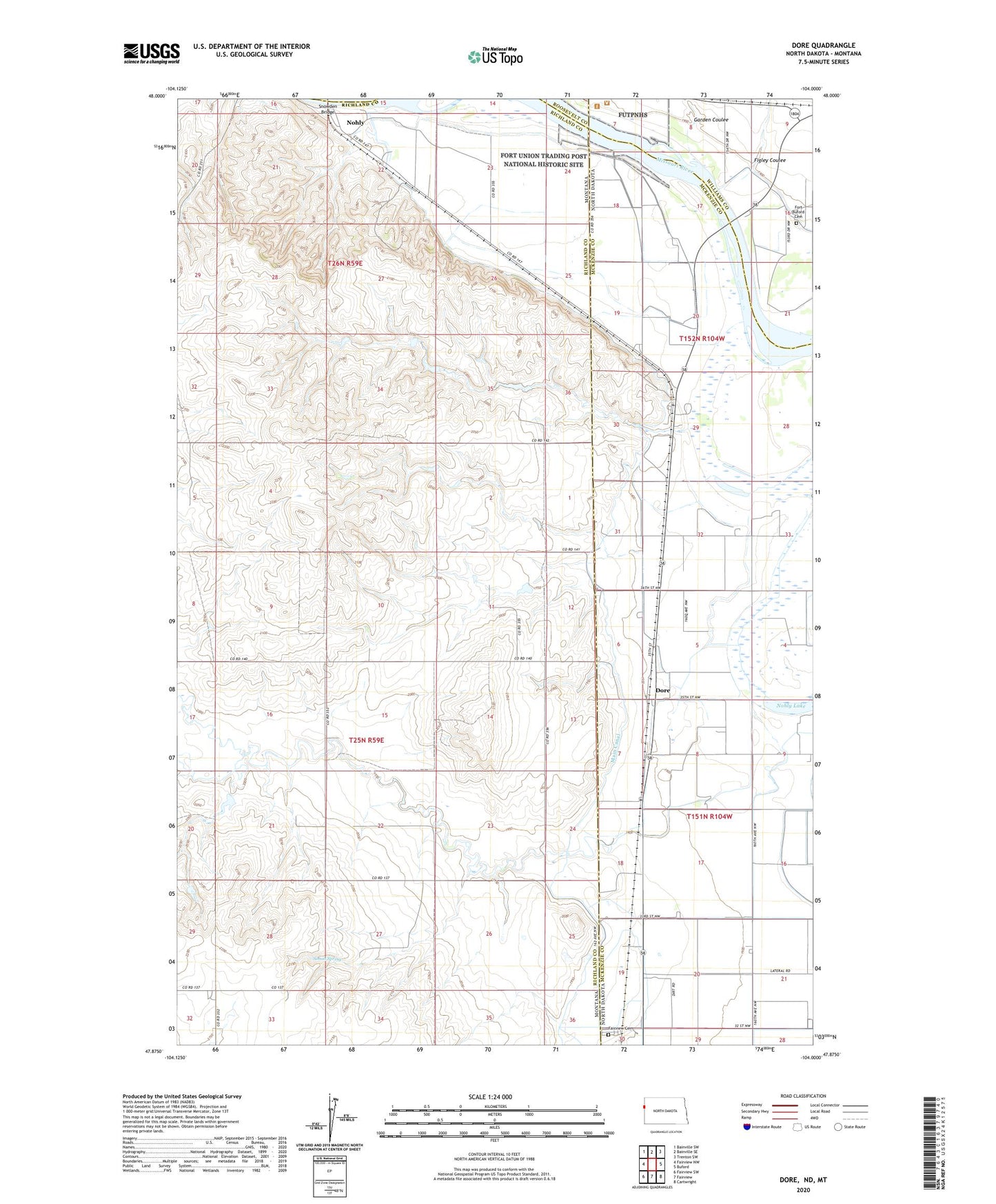 Dore North Dakota US Topo Map Image