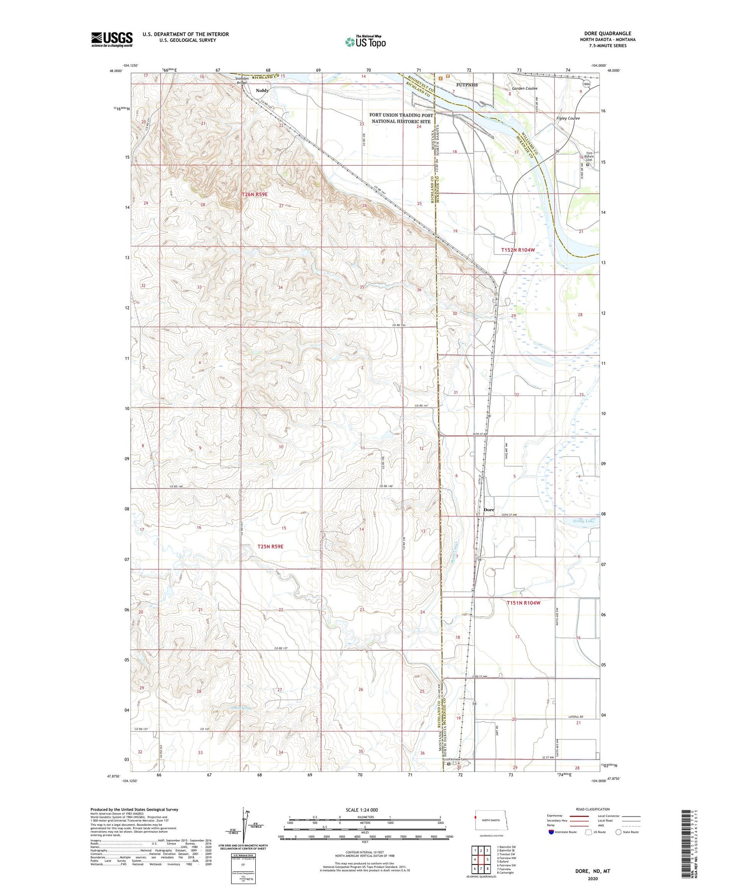 Dore North Dakota US Topo Map Image