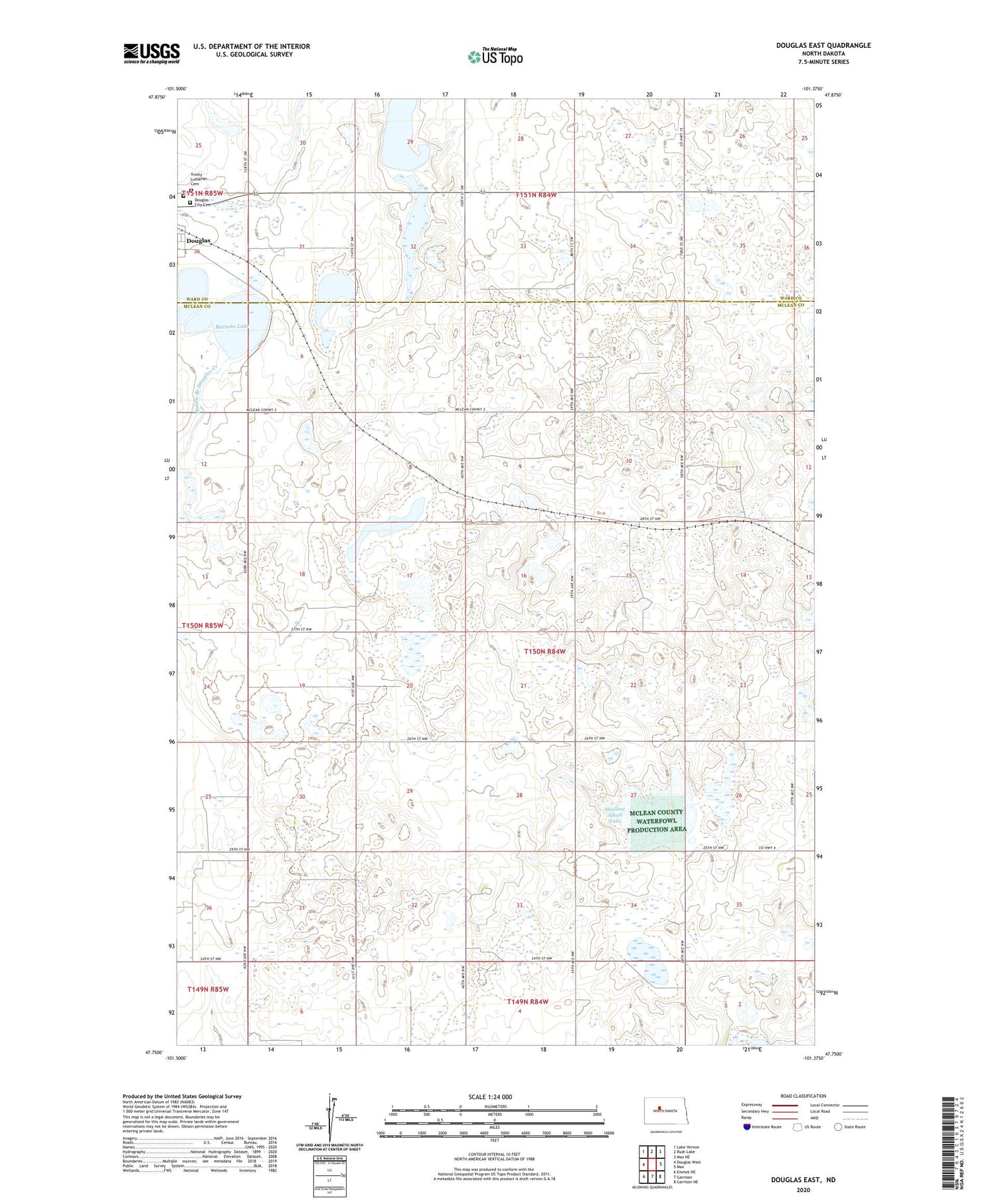 Douglas East North Dakota US Topo Map Image