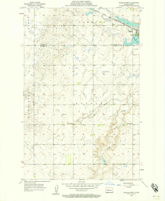 Classic USGS Douglas West North Dakota 7.5'x7.5' Topo Map Image
