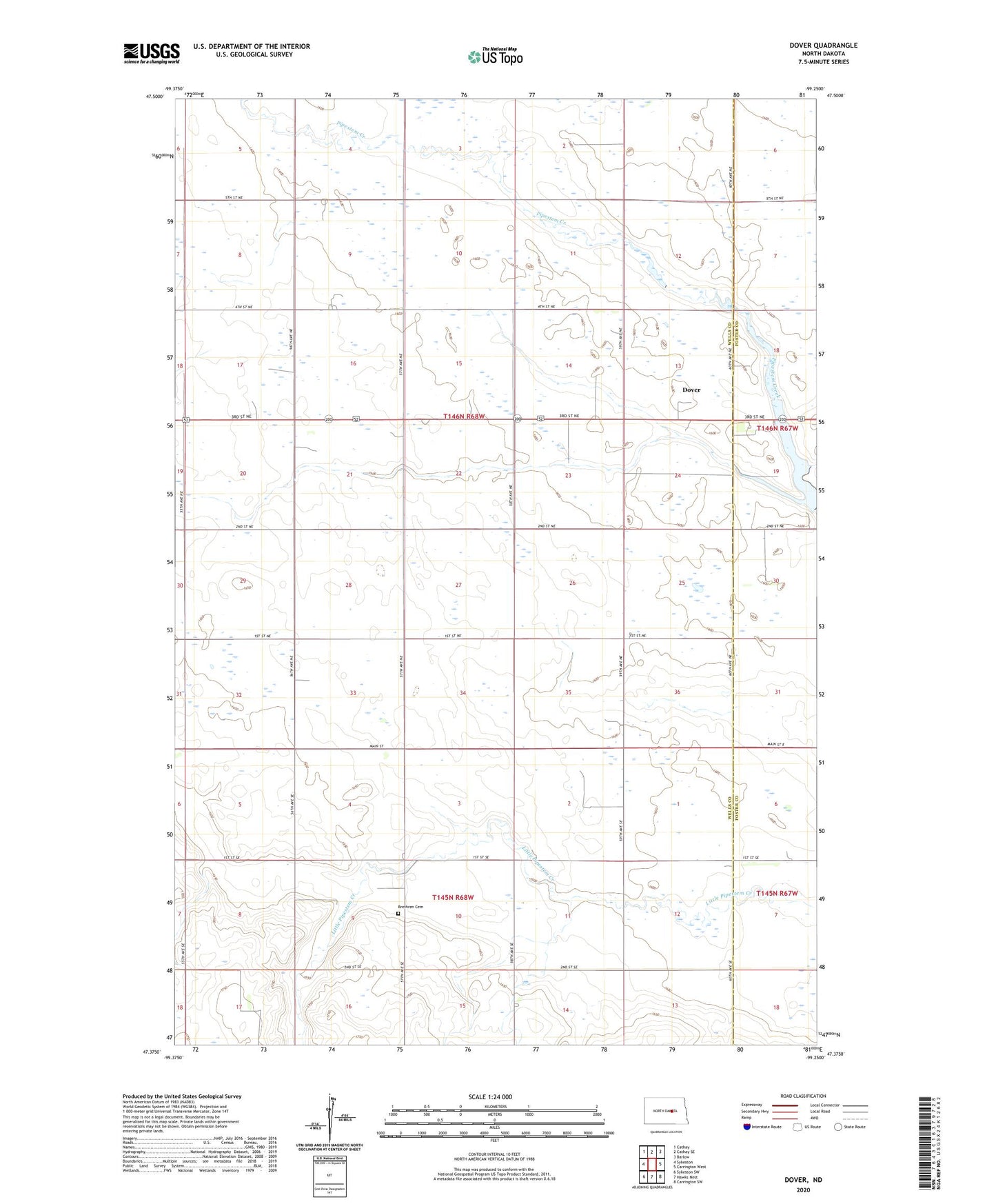 Dover North Dakota US Topo Map Image
