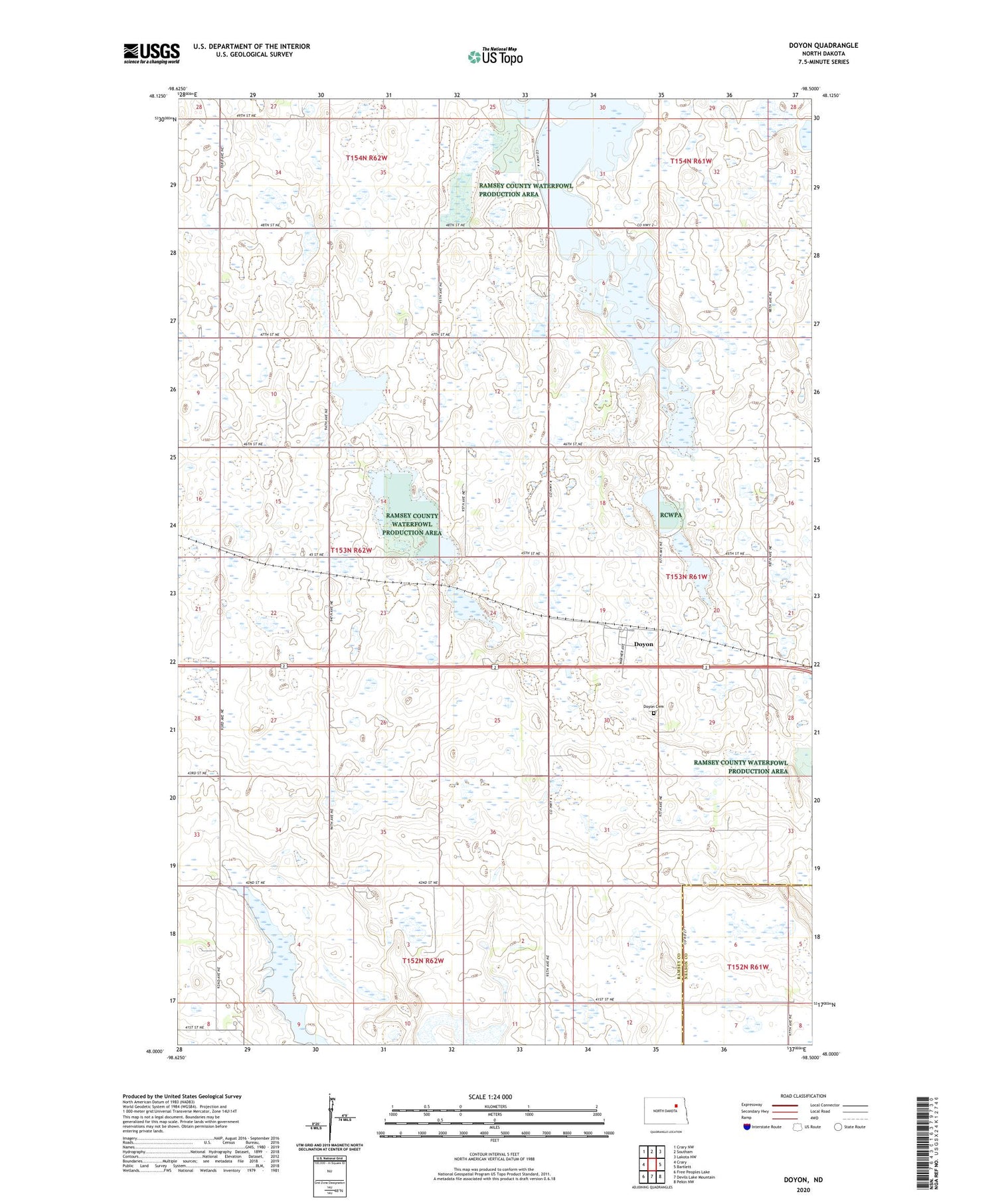 Doyon North Dakota US Topo Map Image