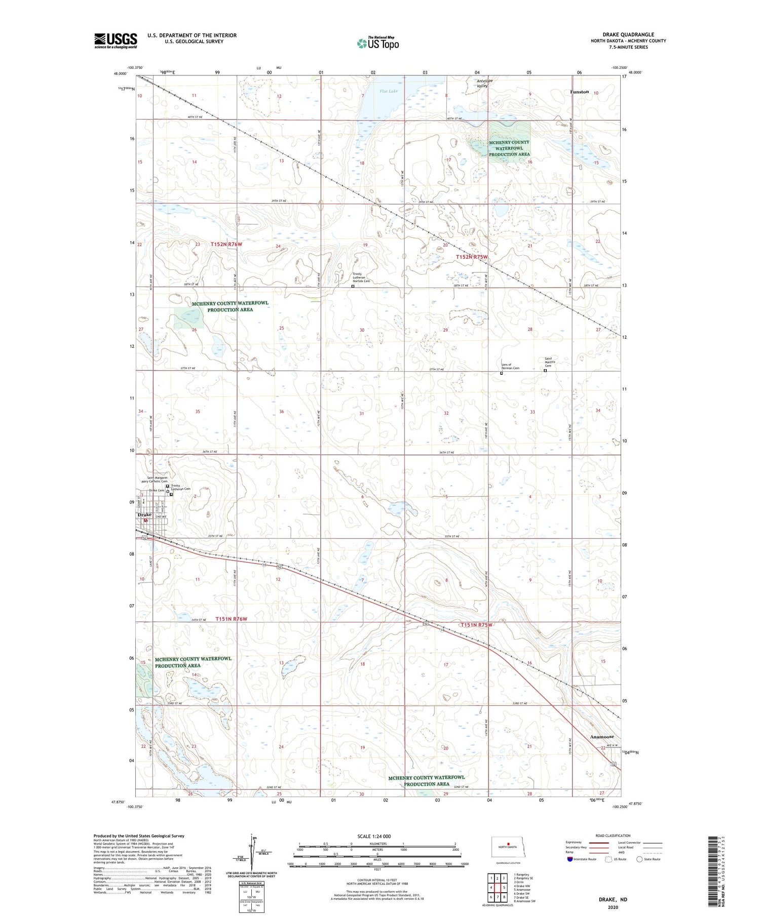 Drake North Dakota US Topo Map Image