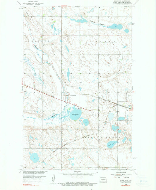 Classic USGS Drake NW North Dakota 7.5'x7.5' Topo Map Image