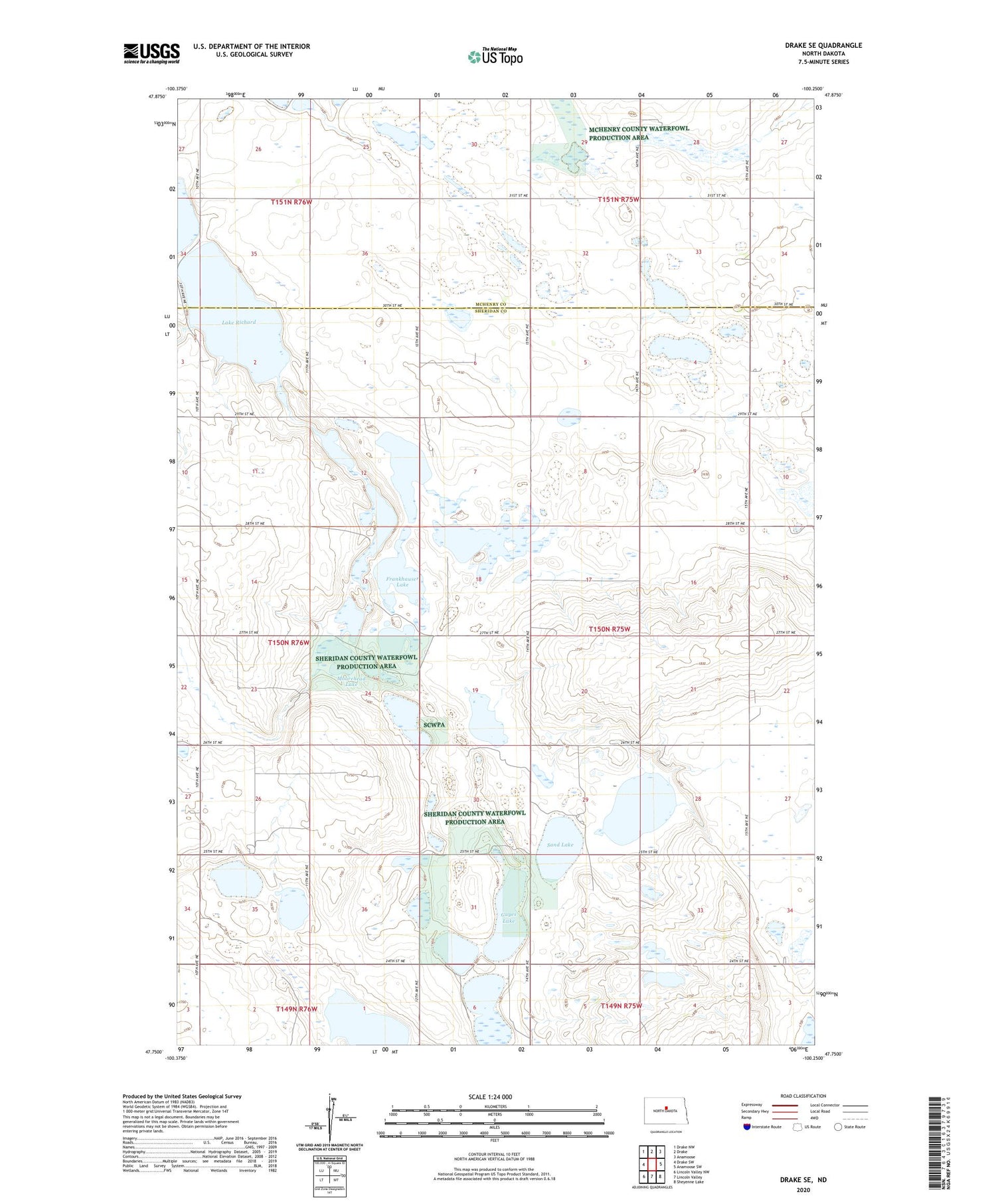 Drake SE North Dakota US Topo Map Image