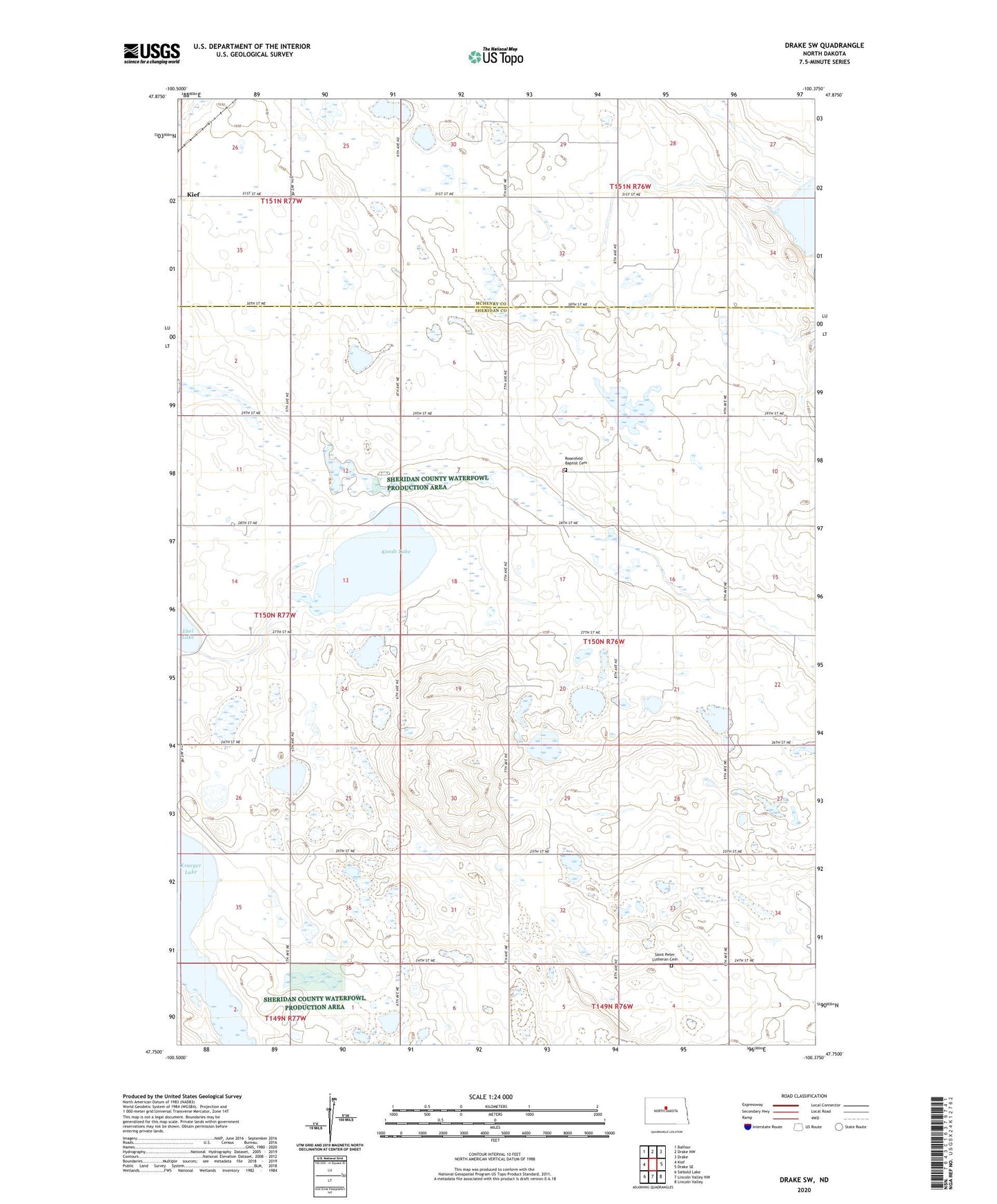 Drake SW North Dakota US Topo Map Image