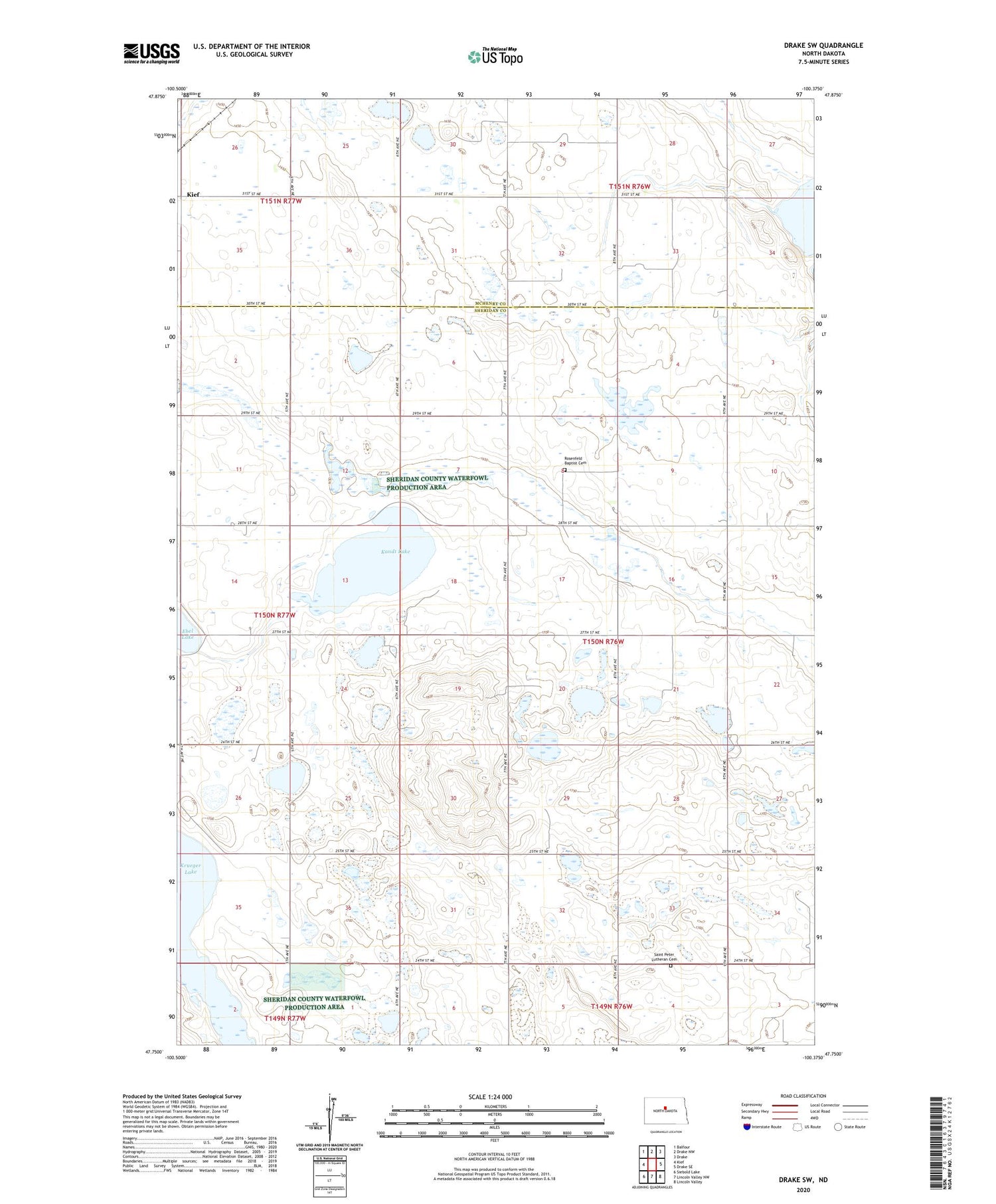 Drake SW North Dakota US Topo Map Image