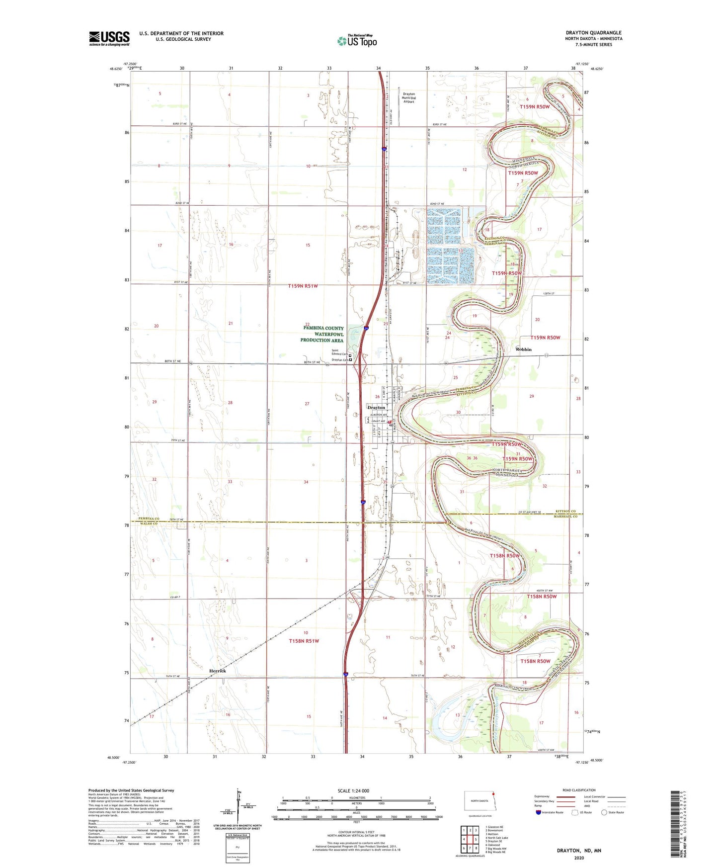 Drayton North Dakota US Topo Map Image